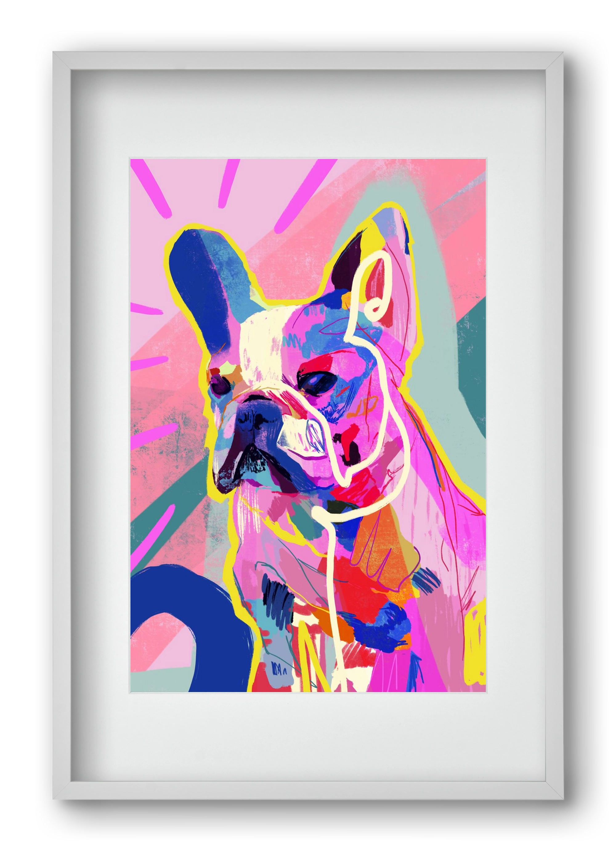 Frenchie, 40x60 cm (30x45 cm), Fehér keret, paszpartuval