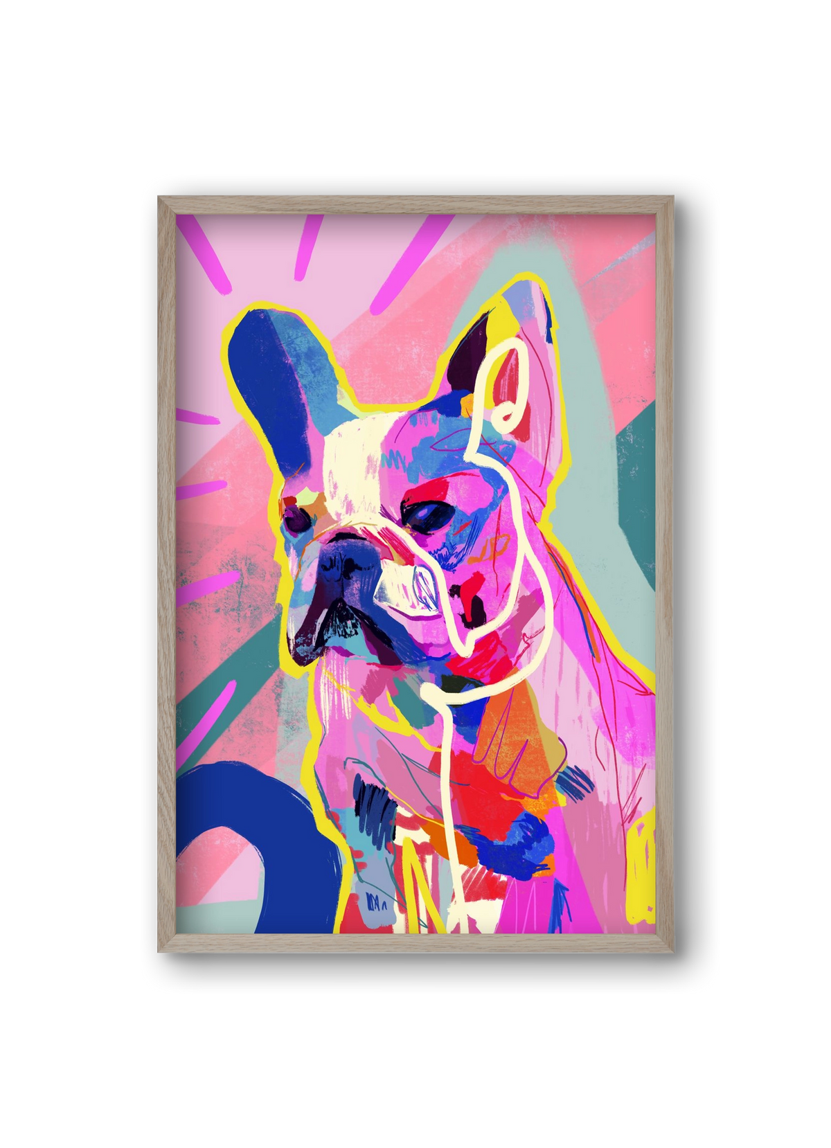 Frenchie, 20x30 cm (20x30 cm), Tölgy keret