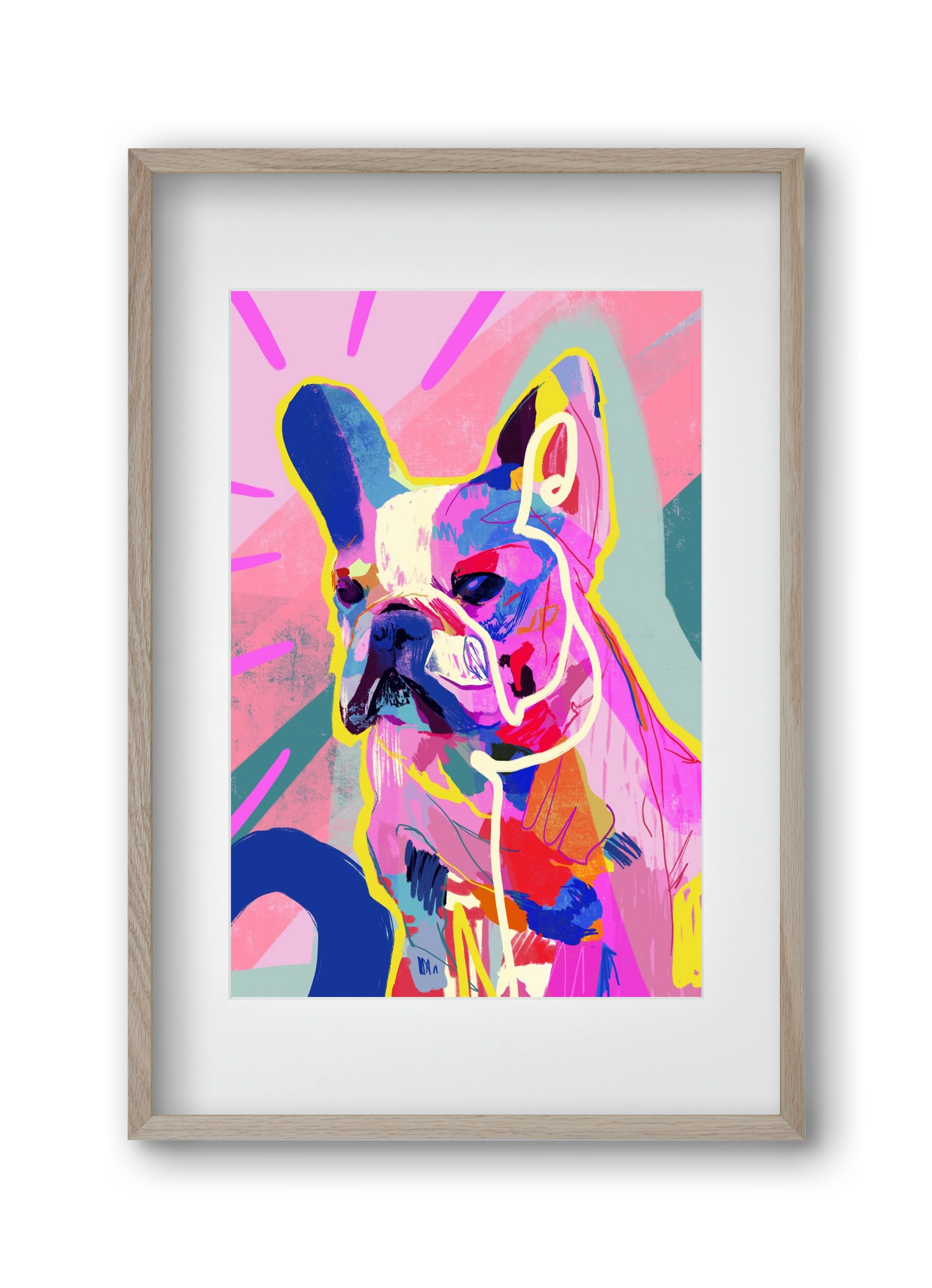 Frenchie, 30x45 cm (20x30 cm), Tölgy keret, paszpartuval
