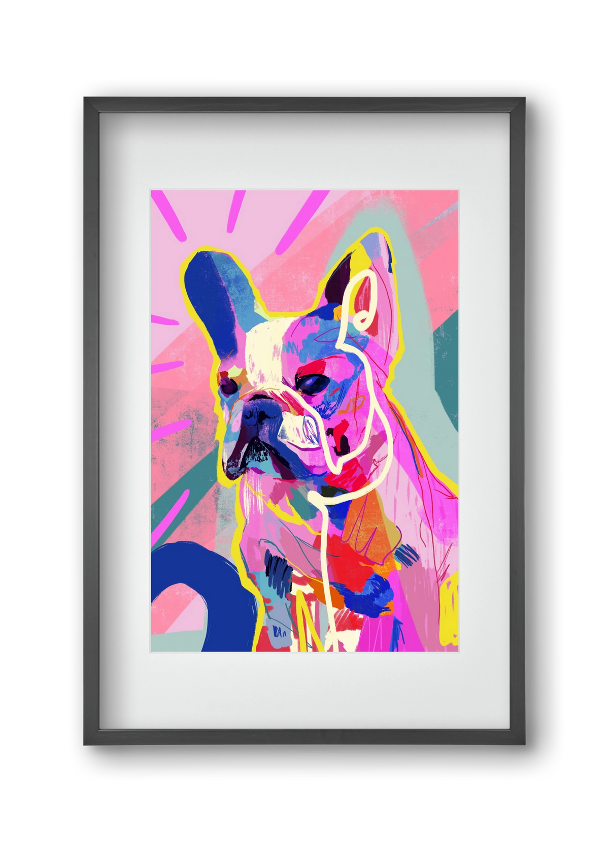 Frenchie, 30x45 cm (20x30 cm), Fekete keret, paszpartuval