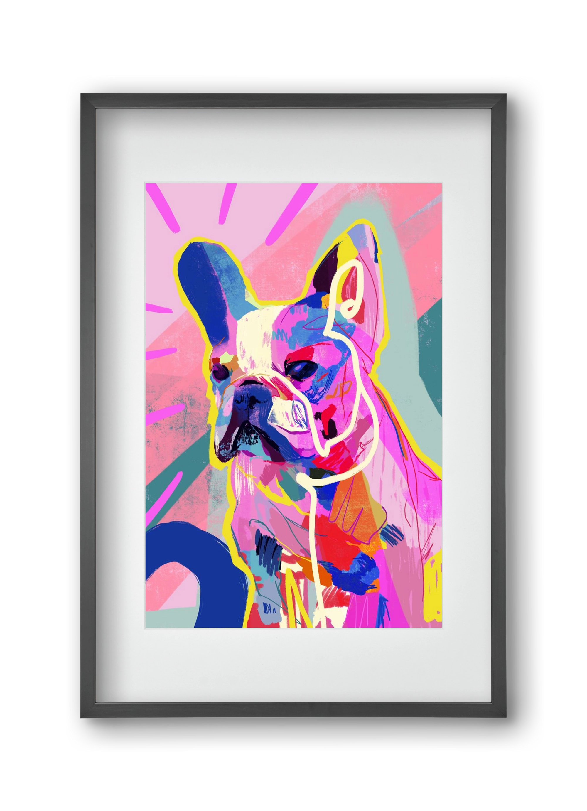 Frenchie, 30x45 cm (20x30 cm), Fekete keret, paszpartuval