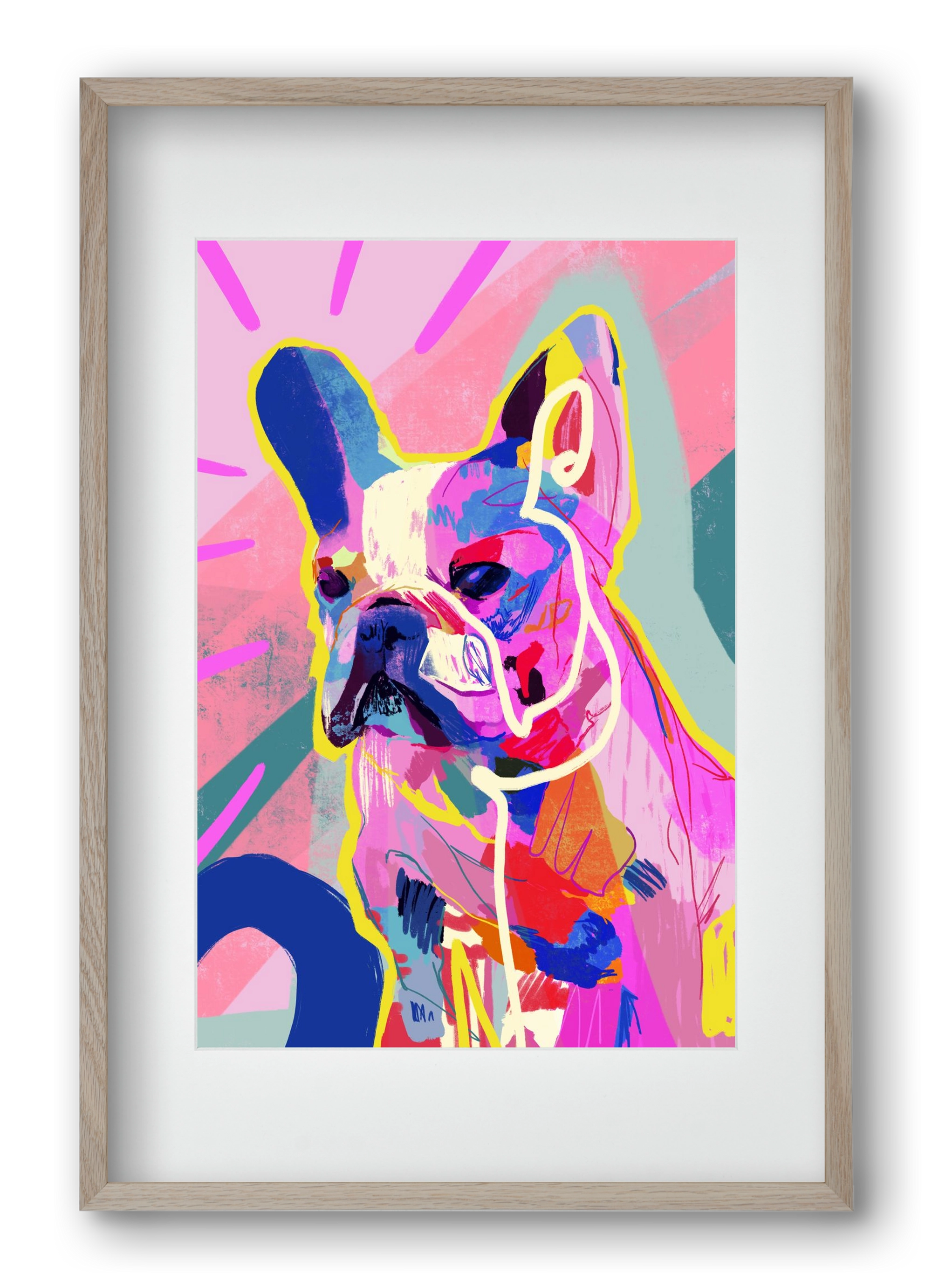 Frenchie, 40x60 cm (30x45 cm), Tölgy keret, paszpartuval