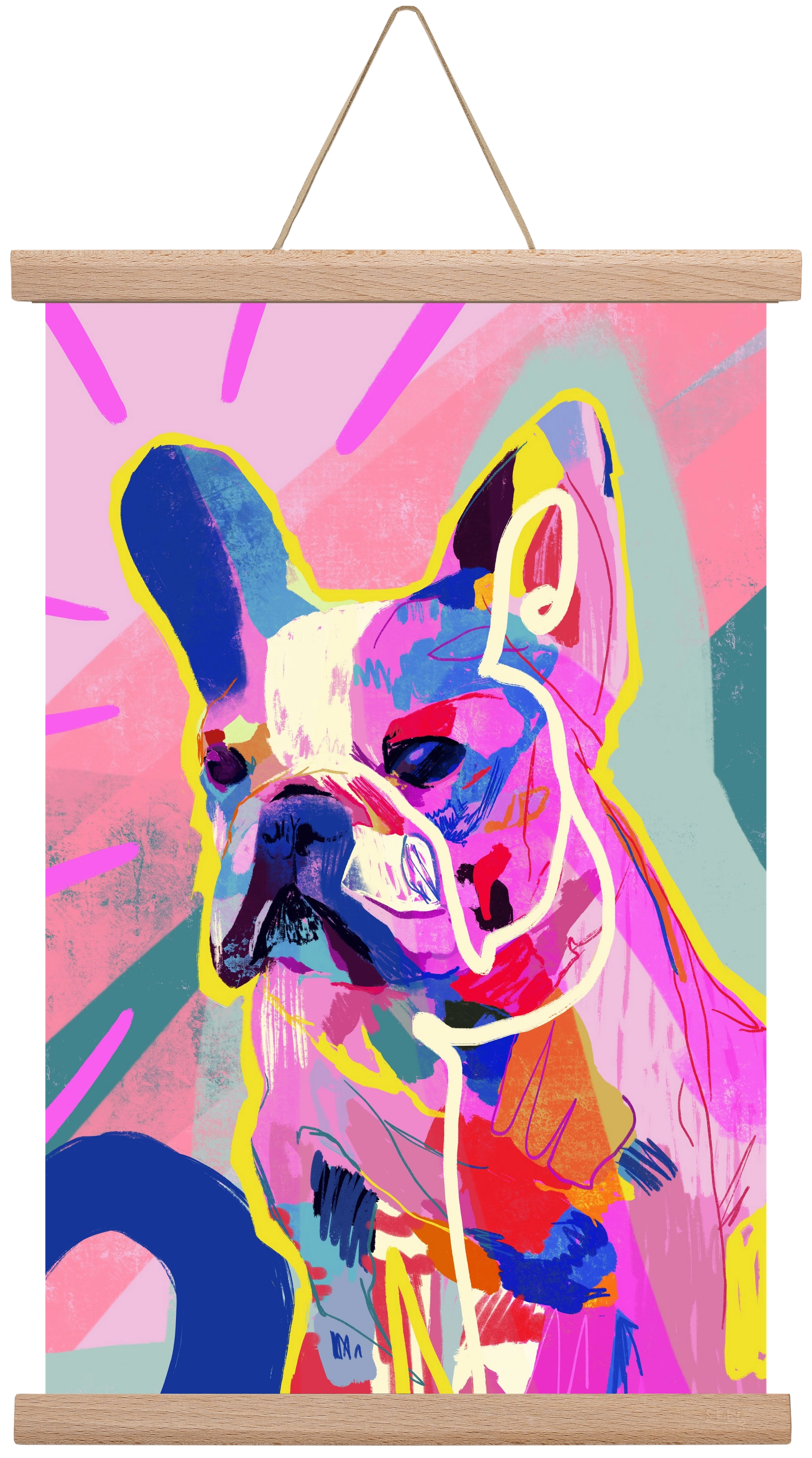 Frenchie, 30x45 cm (30x45 cm), Tölgy akasztó
