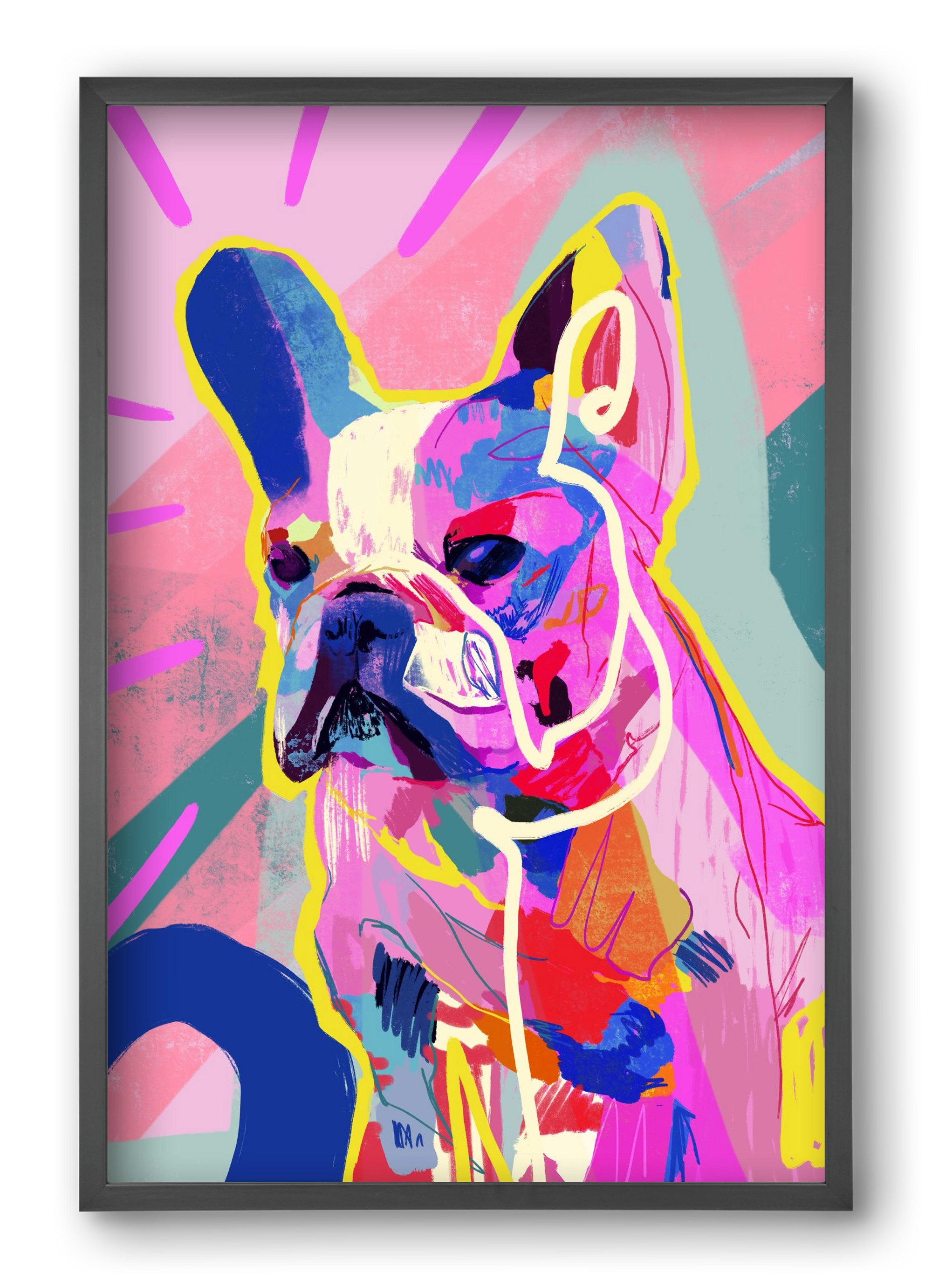 Frenchie, 40x60 cm (40x60 cm), Fekete keret