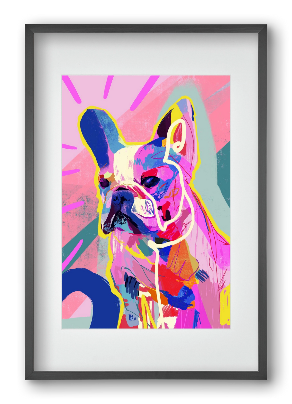 Frenchie, 40x60 cm (30x45 cm), Fekete keret, paszpartuval