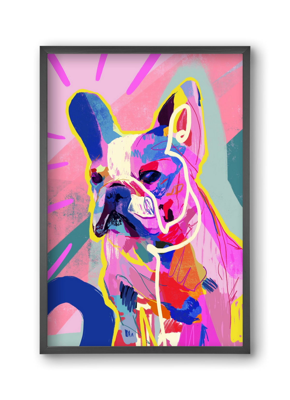 Frenchie, 30x45 cm (30x45 cm), Fekete keret