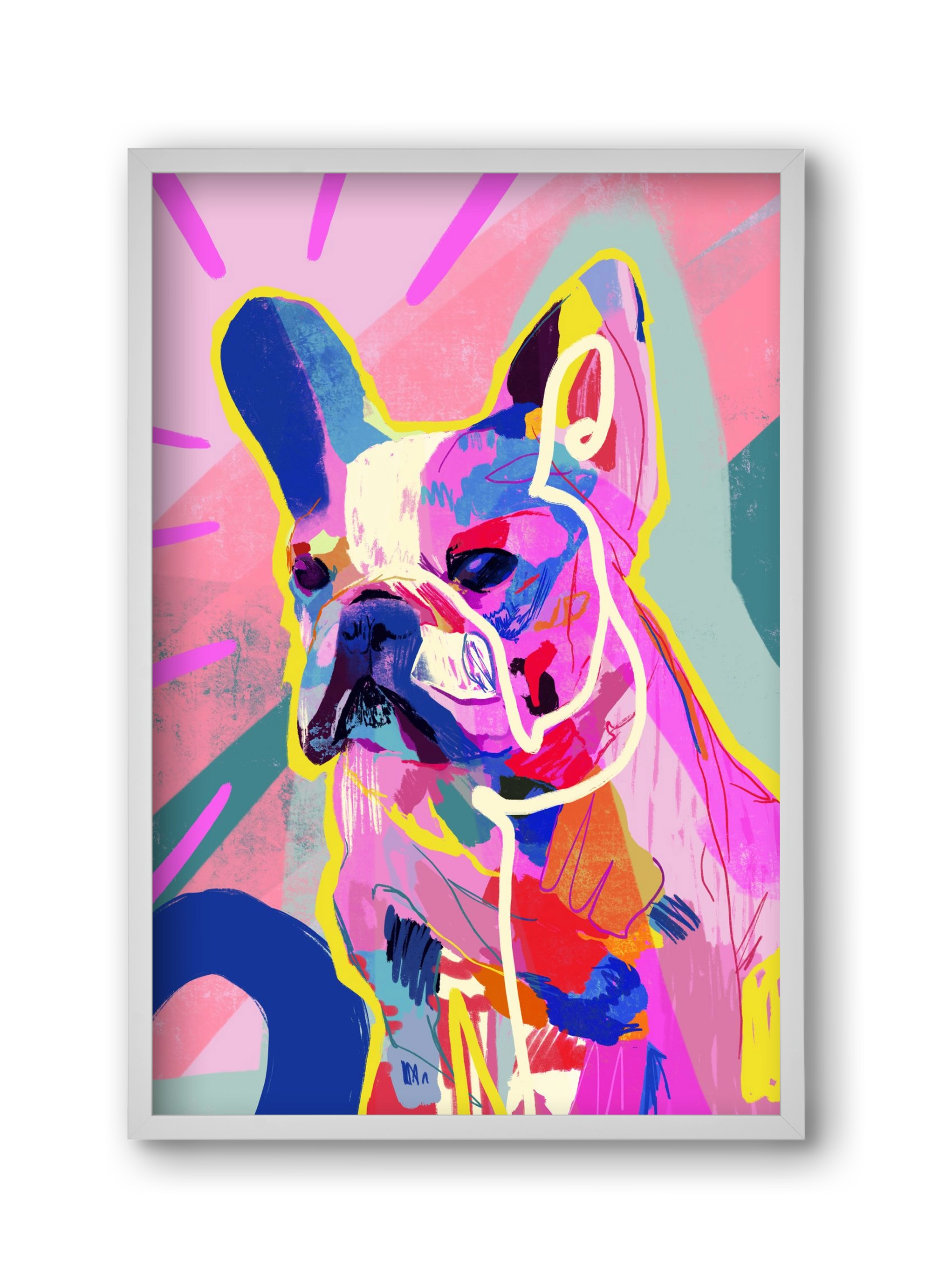 Frenchie, 30x45 cm (30x45 cm), Fehér keret