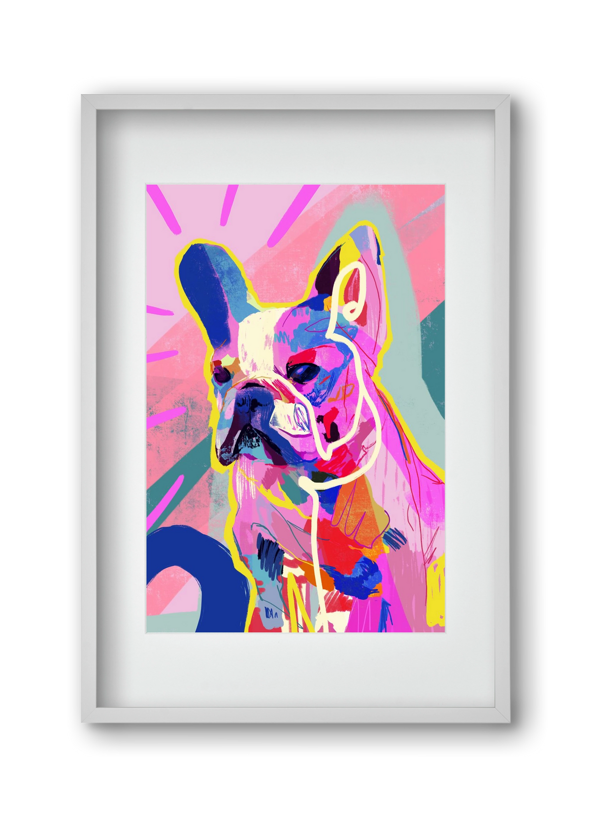 Frenchie, 30x45 cm (20x30 cm), Fehér keret, paszpartuval