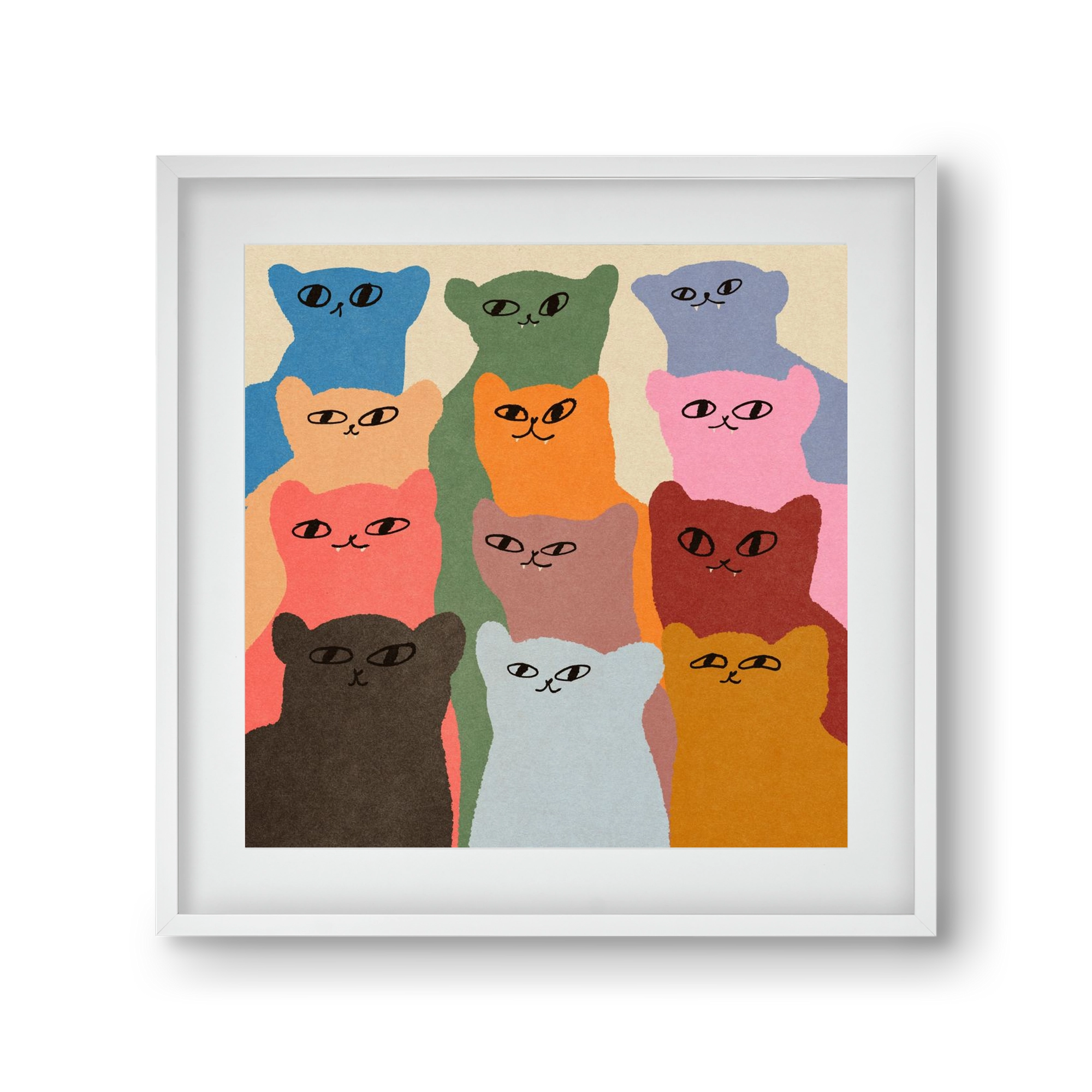 Cat chore, 30x30 cm (20x20 cm), Fehér keret, paszpartuval