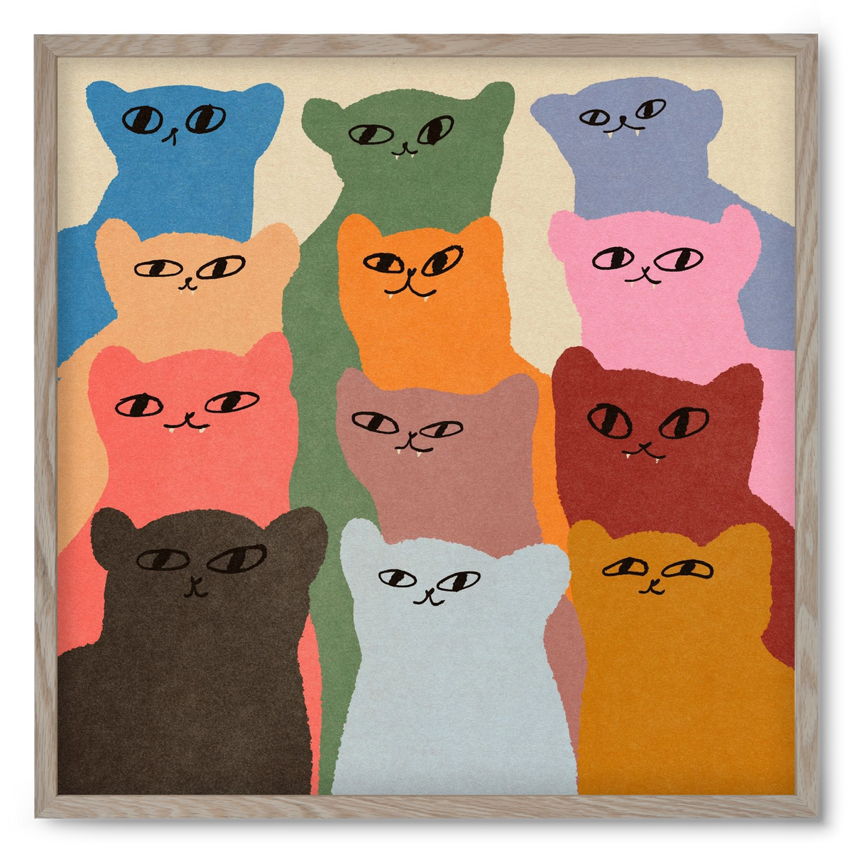 Cat chore, 50x50 cm (50x50 cm), Tölgy keret