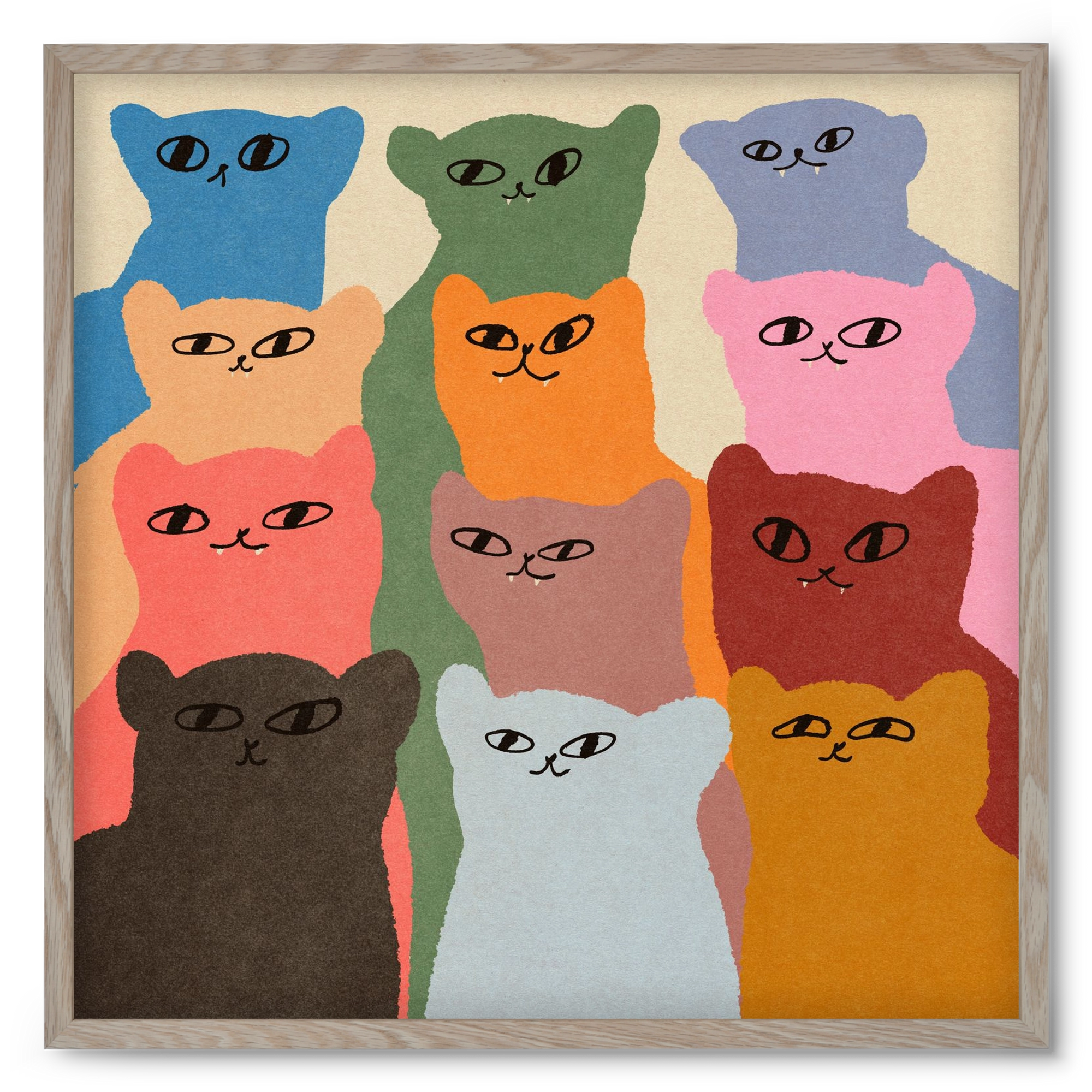 Cat chore, 50x50 cm (50x50 cm), Tölgy keret