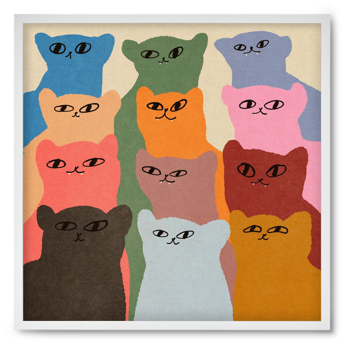 Cat chore, 50x50 cm (50x50 cm), Fehér keret