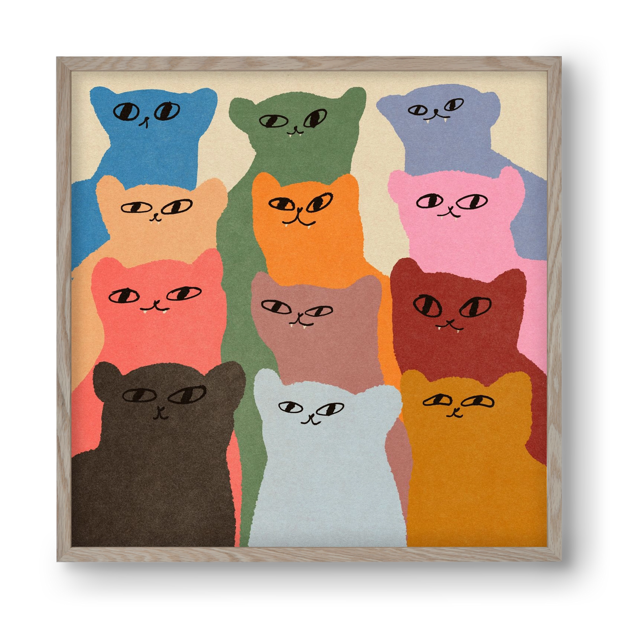 Cat chore, 40x40 cm (40x40 cm), Tölgy keret