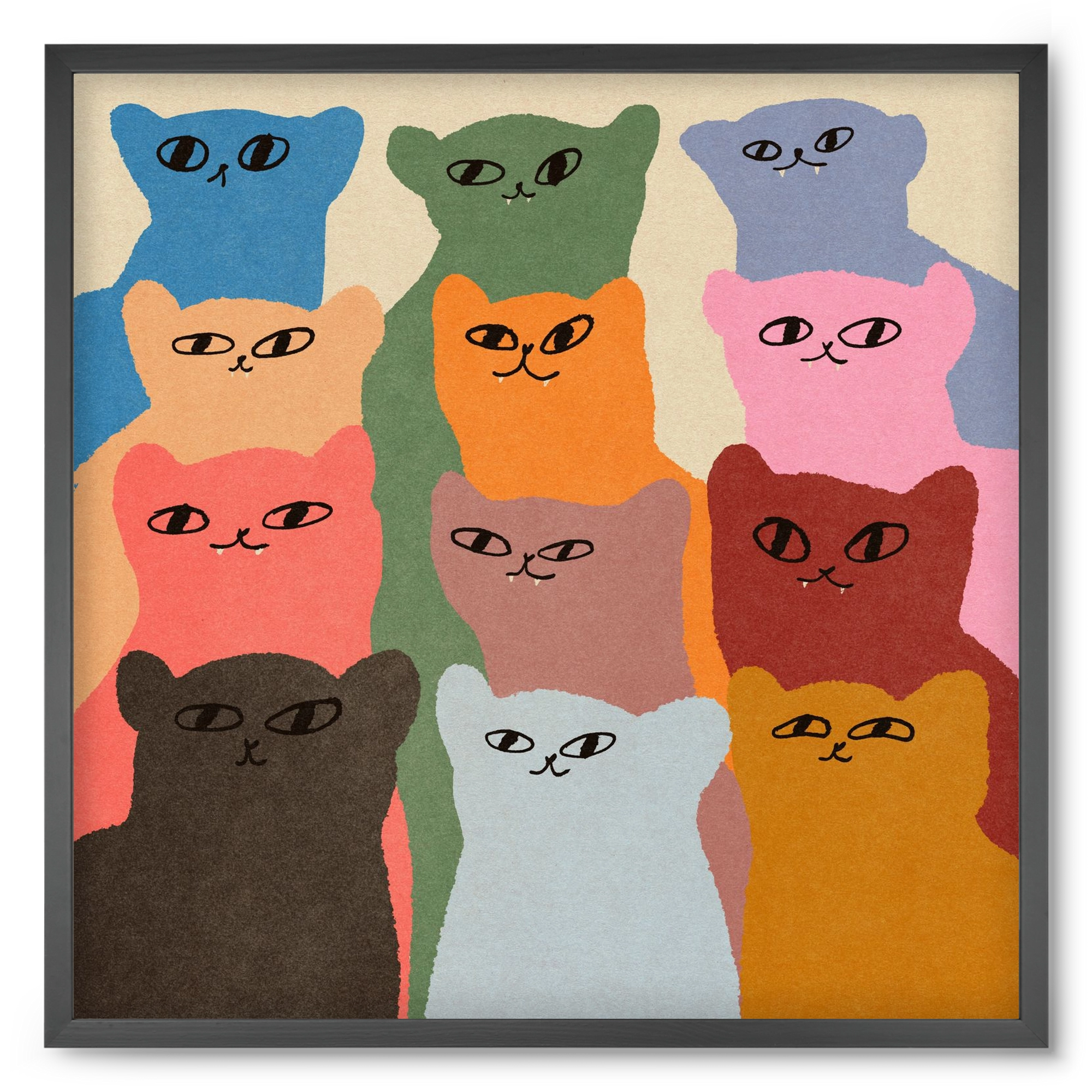 Cat chore, 50x50 cm (50x50 cm), Fekete keret