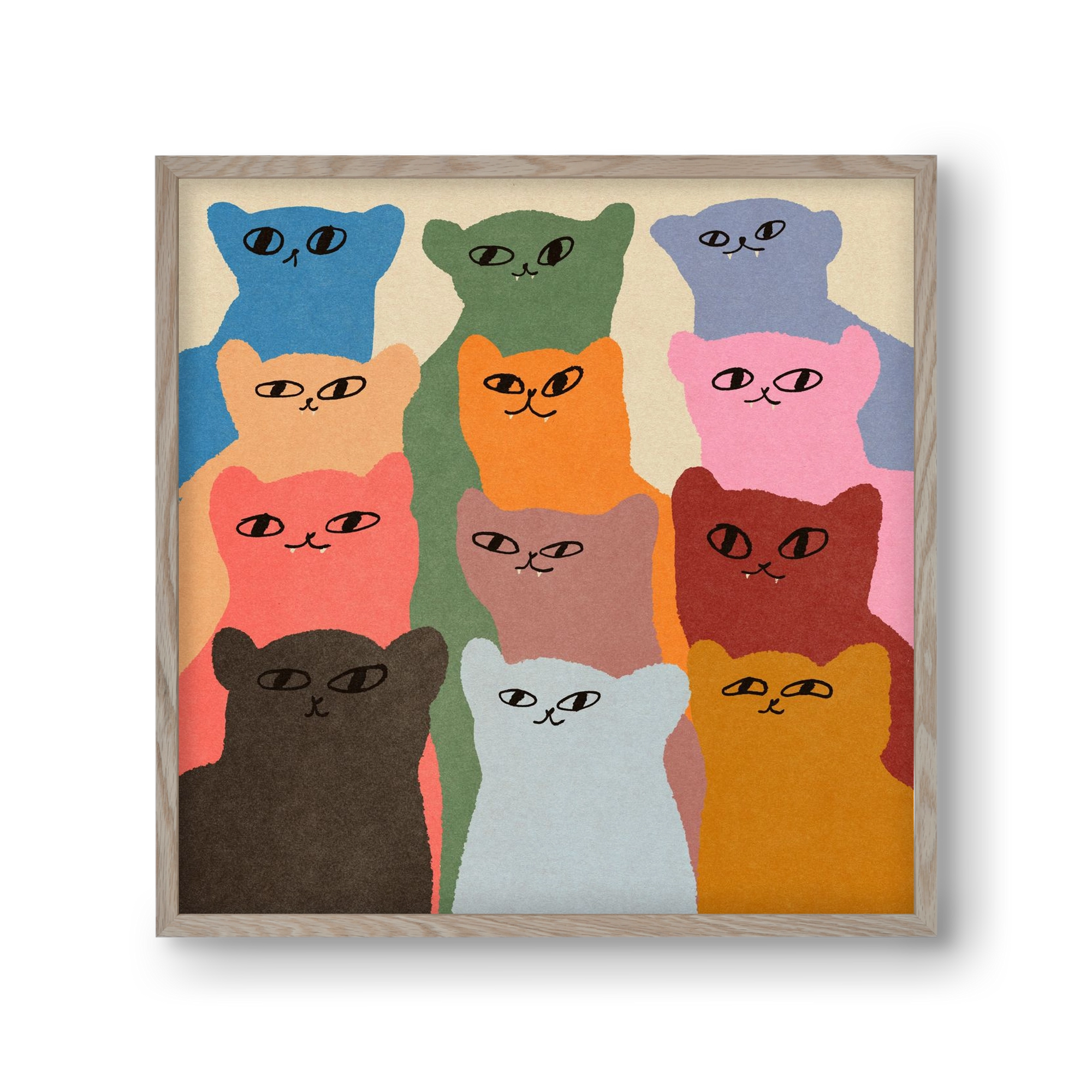 Cat chore, 30x30 cm (30x30 cm), Tölgy keret