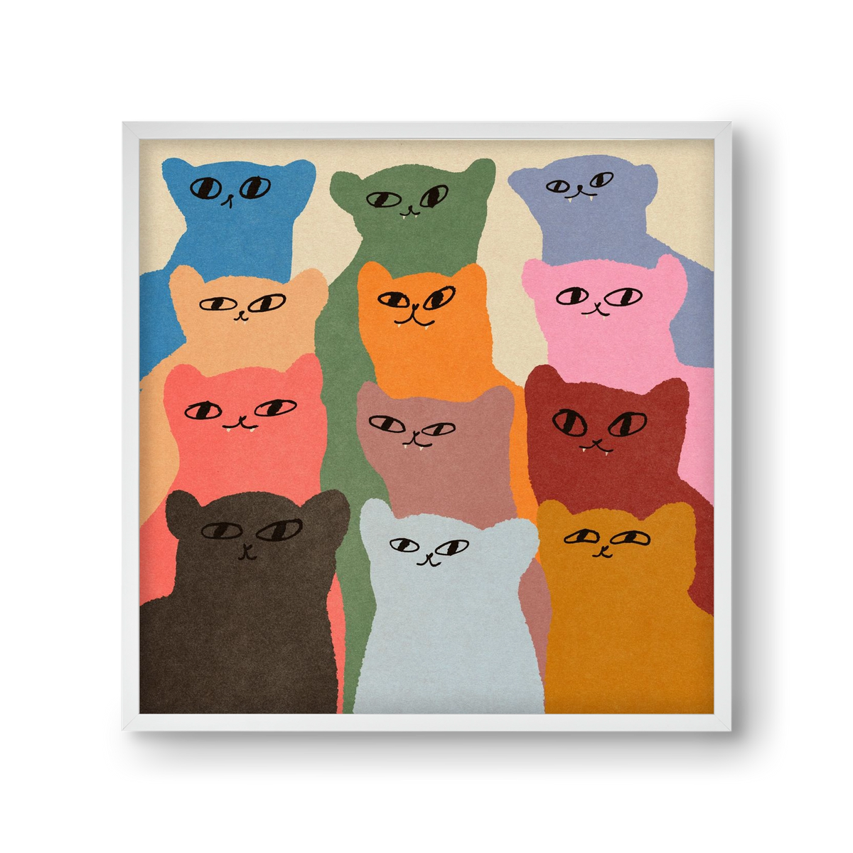 Cat chore, 30x30 cm (30x30 cm), Fehér keret