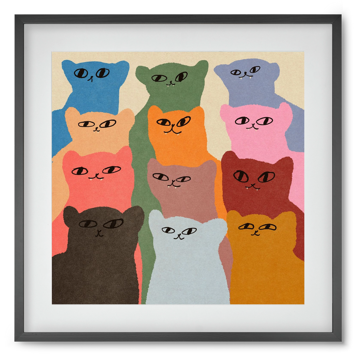 Cat chore, 50x50 cm (40x40 cm), Fekete keret, paszpartuval