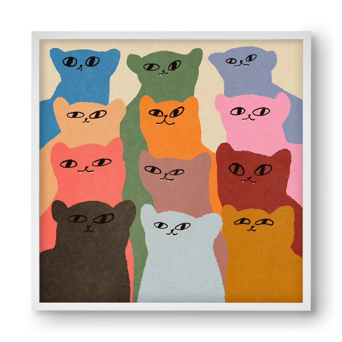 Cat chore, 40x40 cm (40x40 cm), Fehér keret