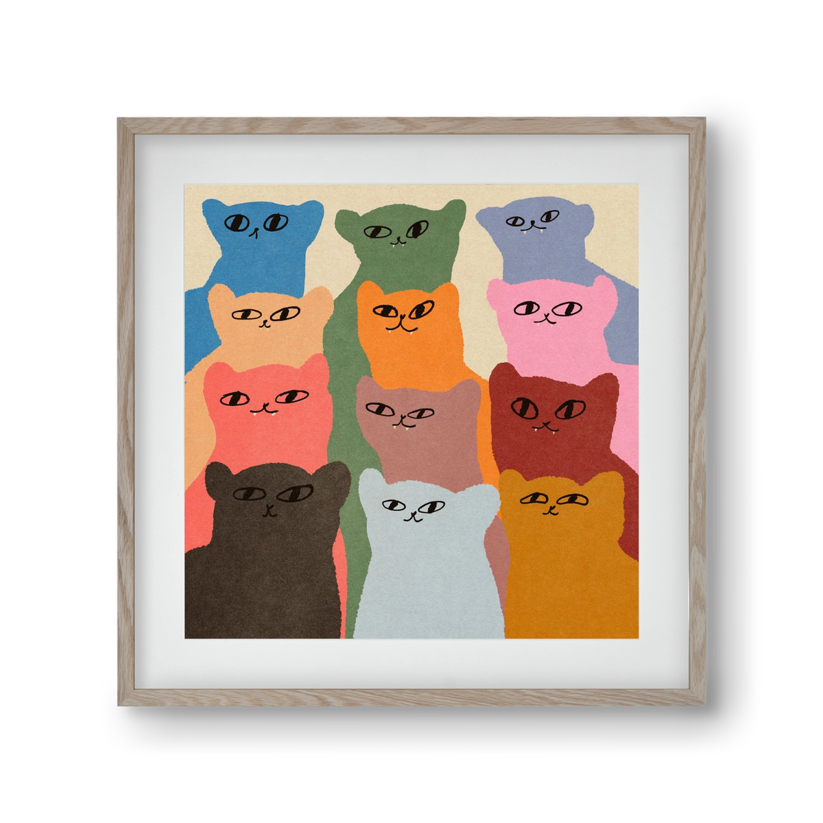 Cat chore, 30x30 cm (20x20 cm), Tölgy keret, paszpartuval