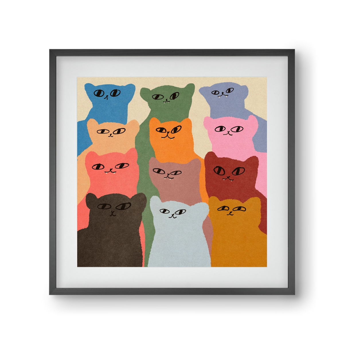 Cat chore, 30x30 cm (20x20 cm), Fekete keret, paszpartuval