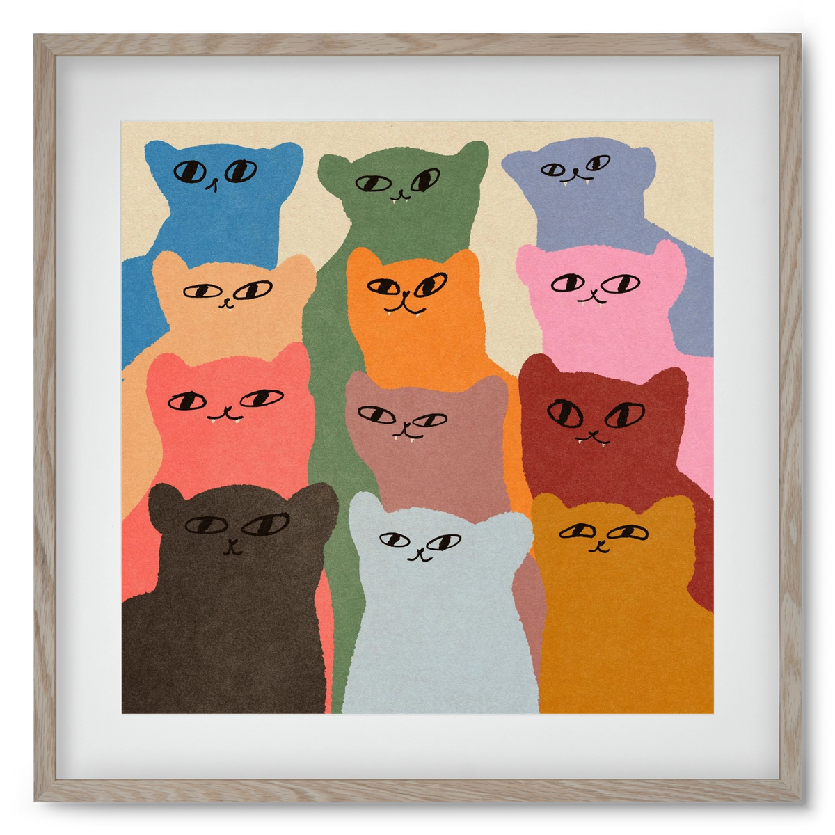 Cat chore, 50x50 cm (40x40 cm), Tölgy keret, paszpartuval