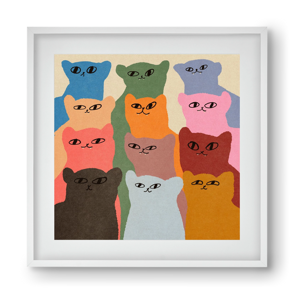 Cat chore, 40x40 cm (30x30 cm), Fehér keret, paszpartuval