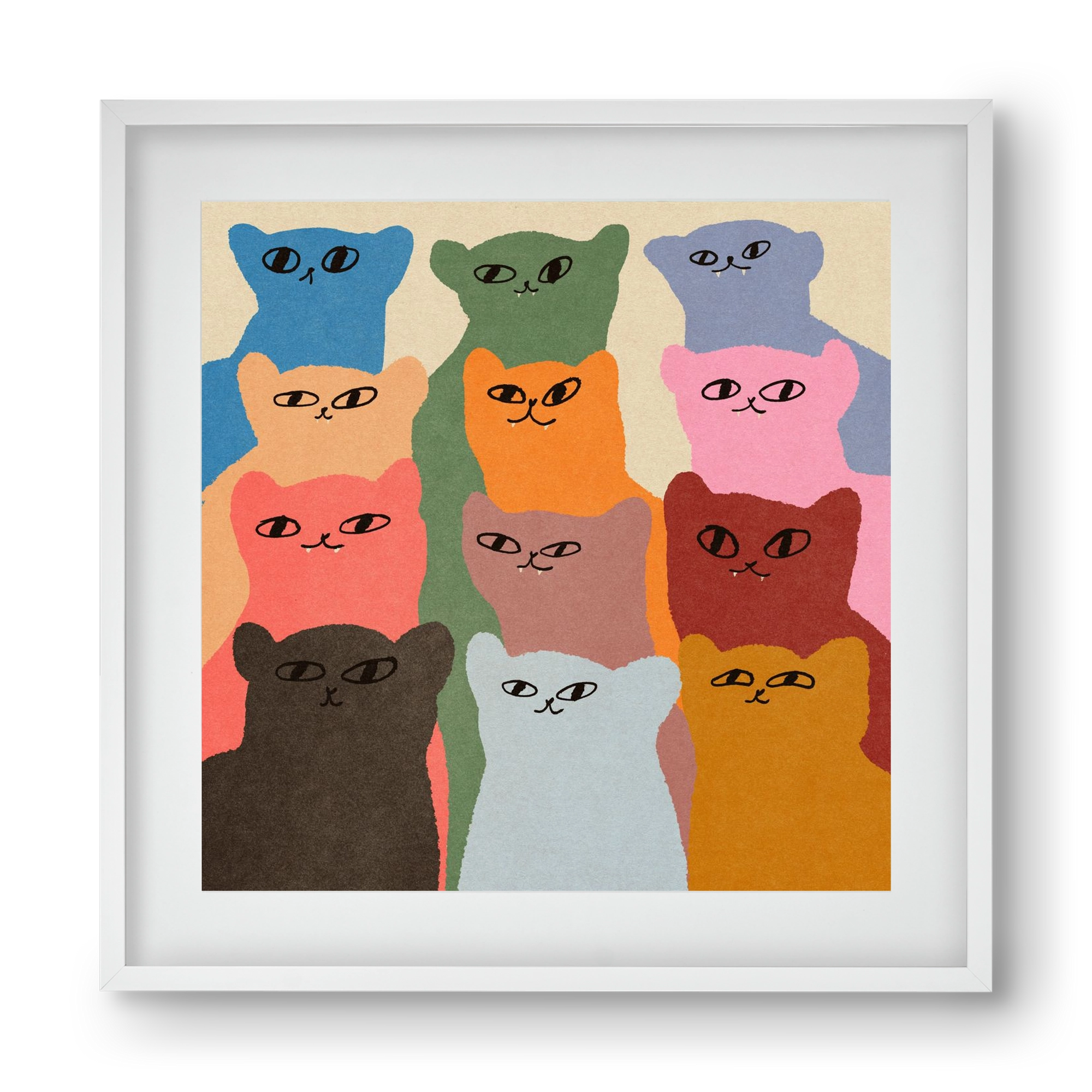 Cat chore, 40x40 cm (30x30 cm), Fehér keret, paszpartuval