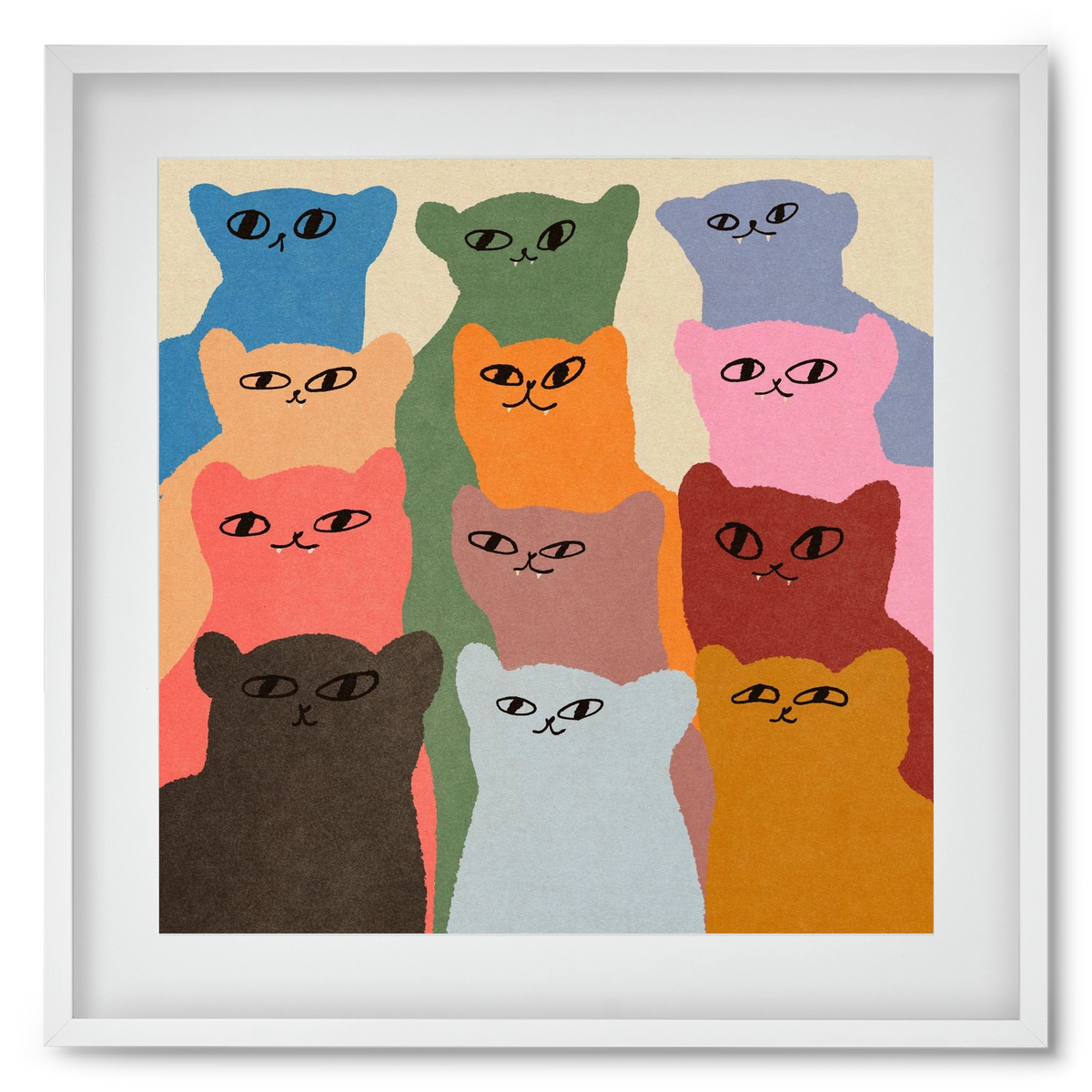 Cat chore, 50x50 cm (40x40 cm), Fehér keret, paszpartuval