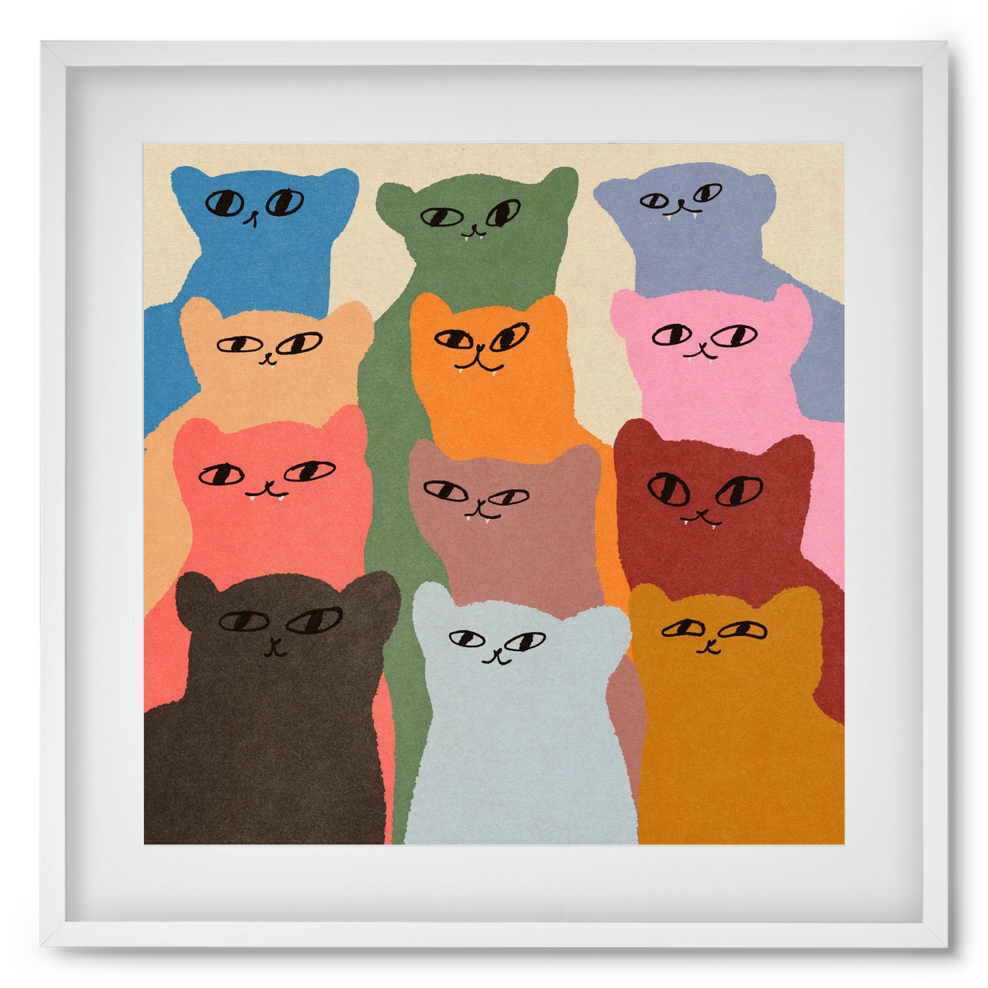 Cat chore, 50x50 cm (40x40 cm), Fehér keret, paszpartuval