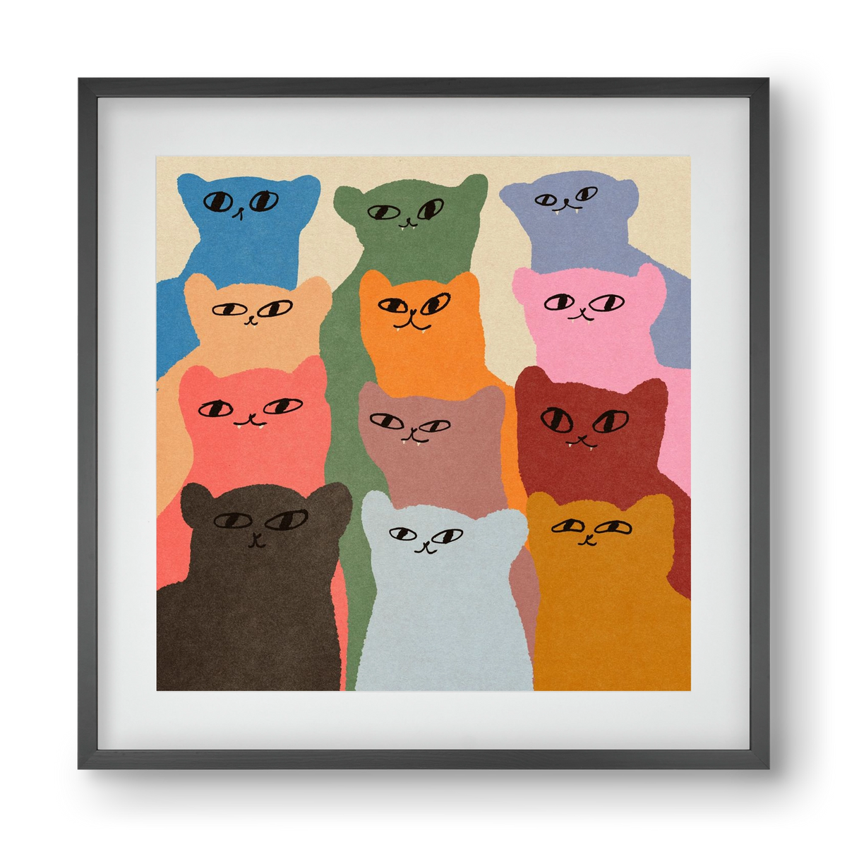 Cat chore, 40x40 cm (30x30 cm), Fekete keret, paszpartuval