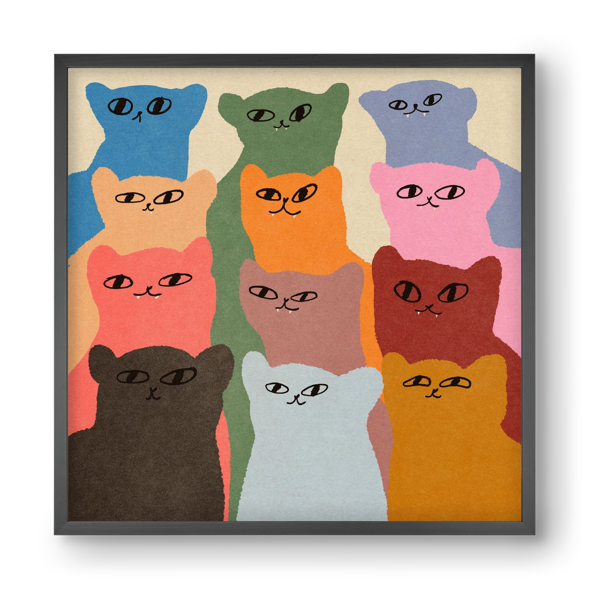 Cat chore, 40x40 cm (40x40 cm), Fekete keret