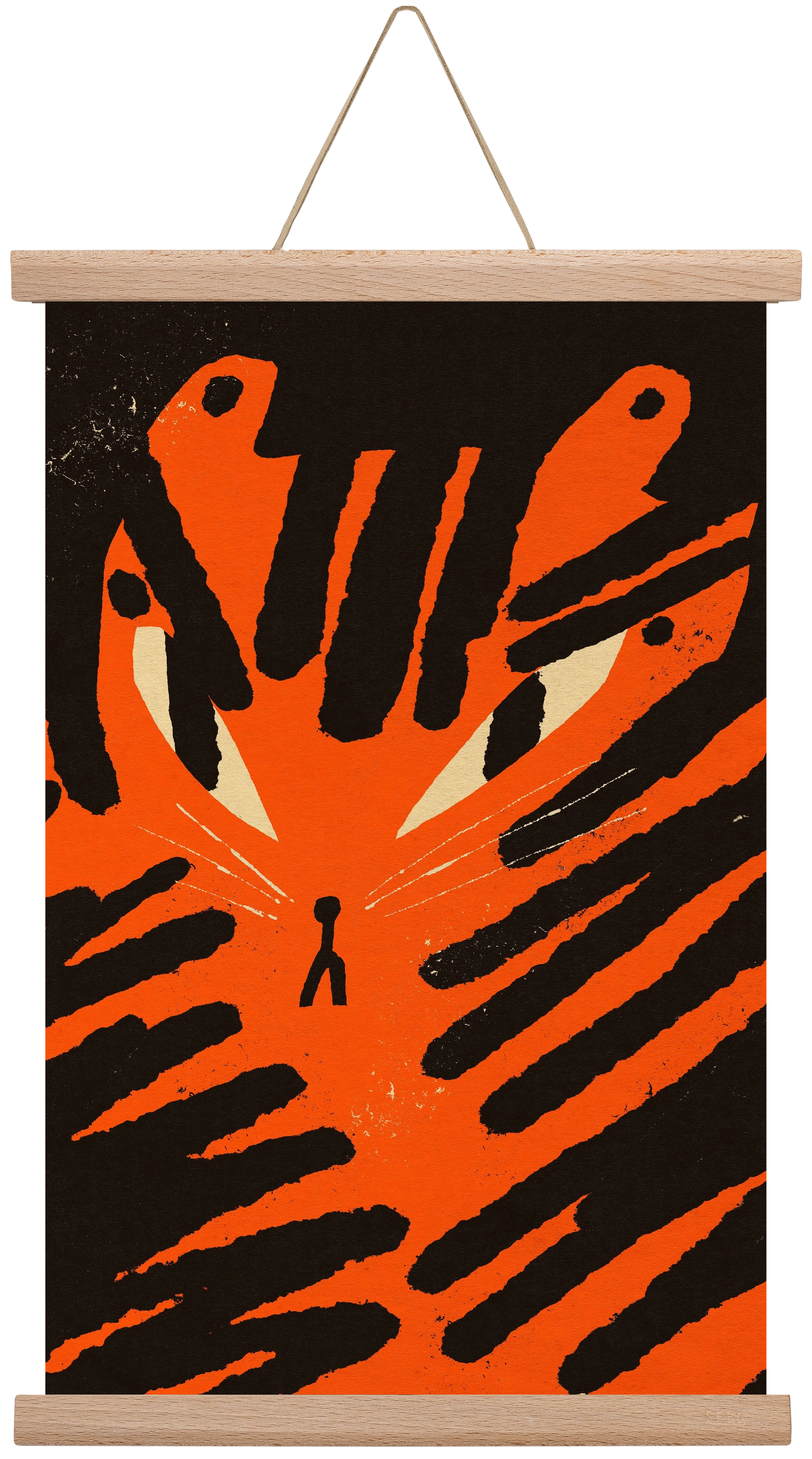 Angry tiger, 30x45 cm (30x45 cm), Tölgy akasztó