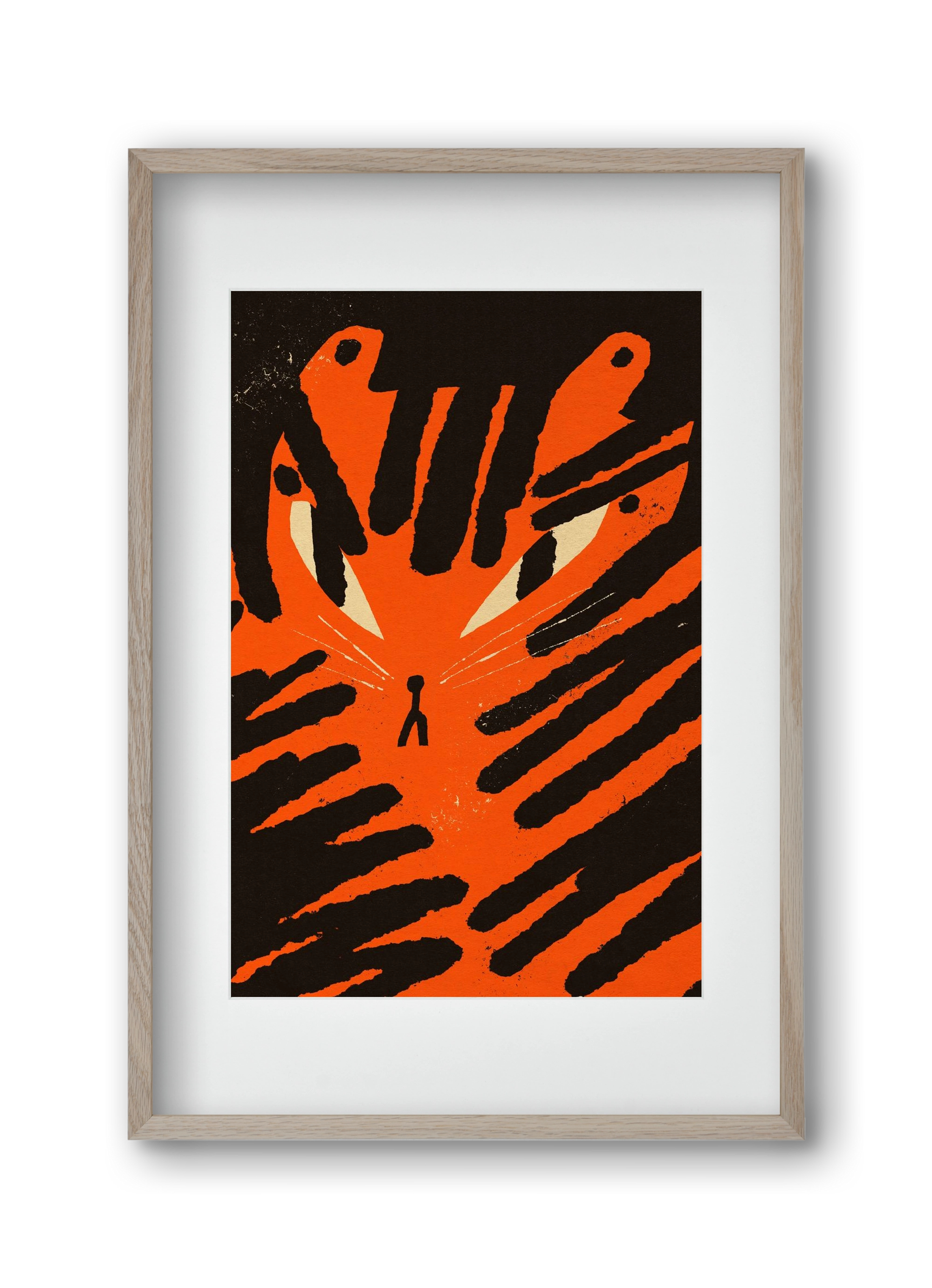 Angry tiger, 30x45 cm (20x30 cm), Tölgy keret, paszpartuval