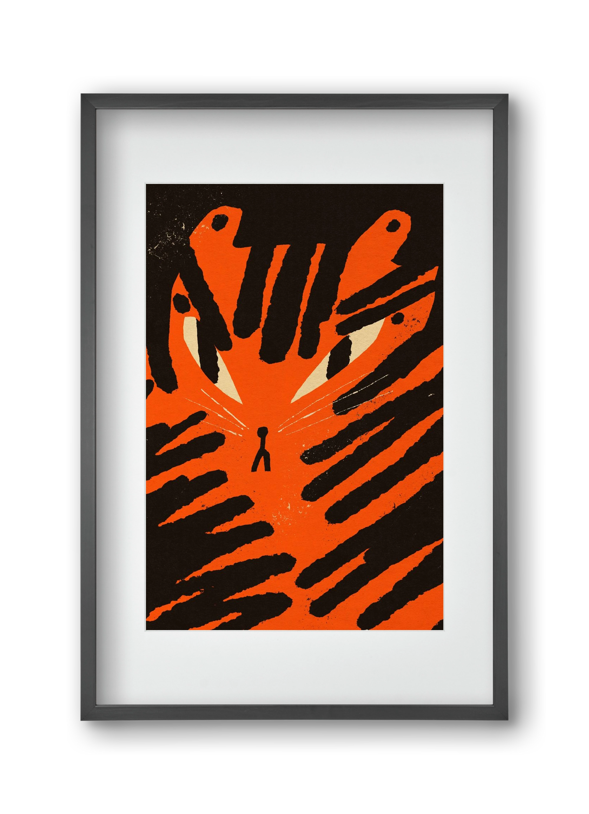 Angry tiger, 30x45 cm (20x30 cm), Fekete keret, paszpartuval