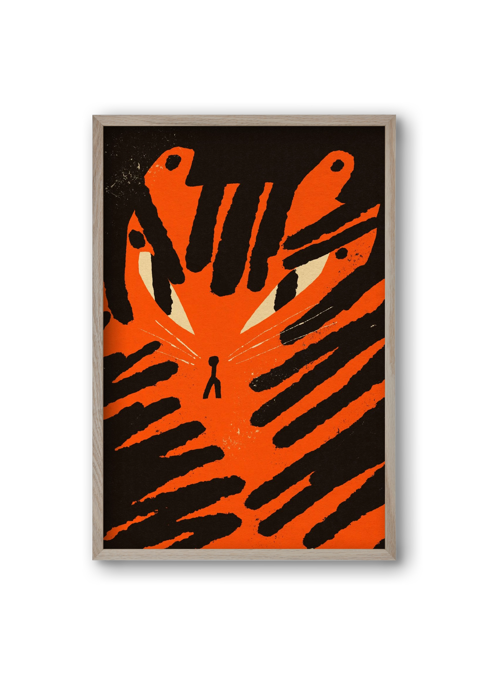 Angry tiger, 20x30 cm (20x30 cm), Tölgy keret