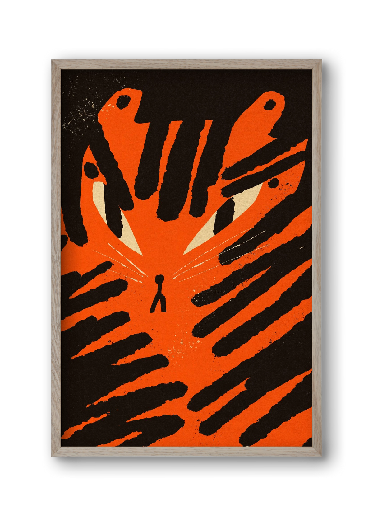 Angry tiger, 30x45 cm (30x45 cm), Tölgy keret