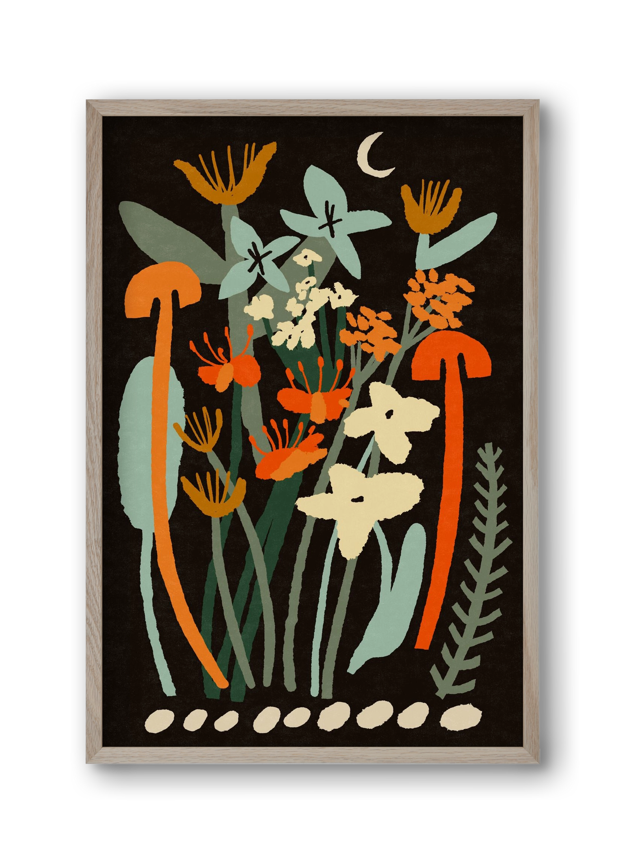 Late night flowers, 30x45 cm (30x45 cm), Tölgy keret