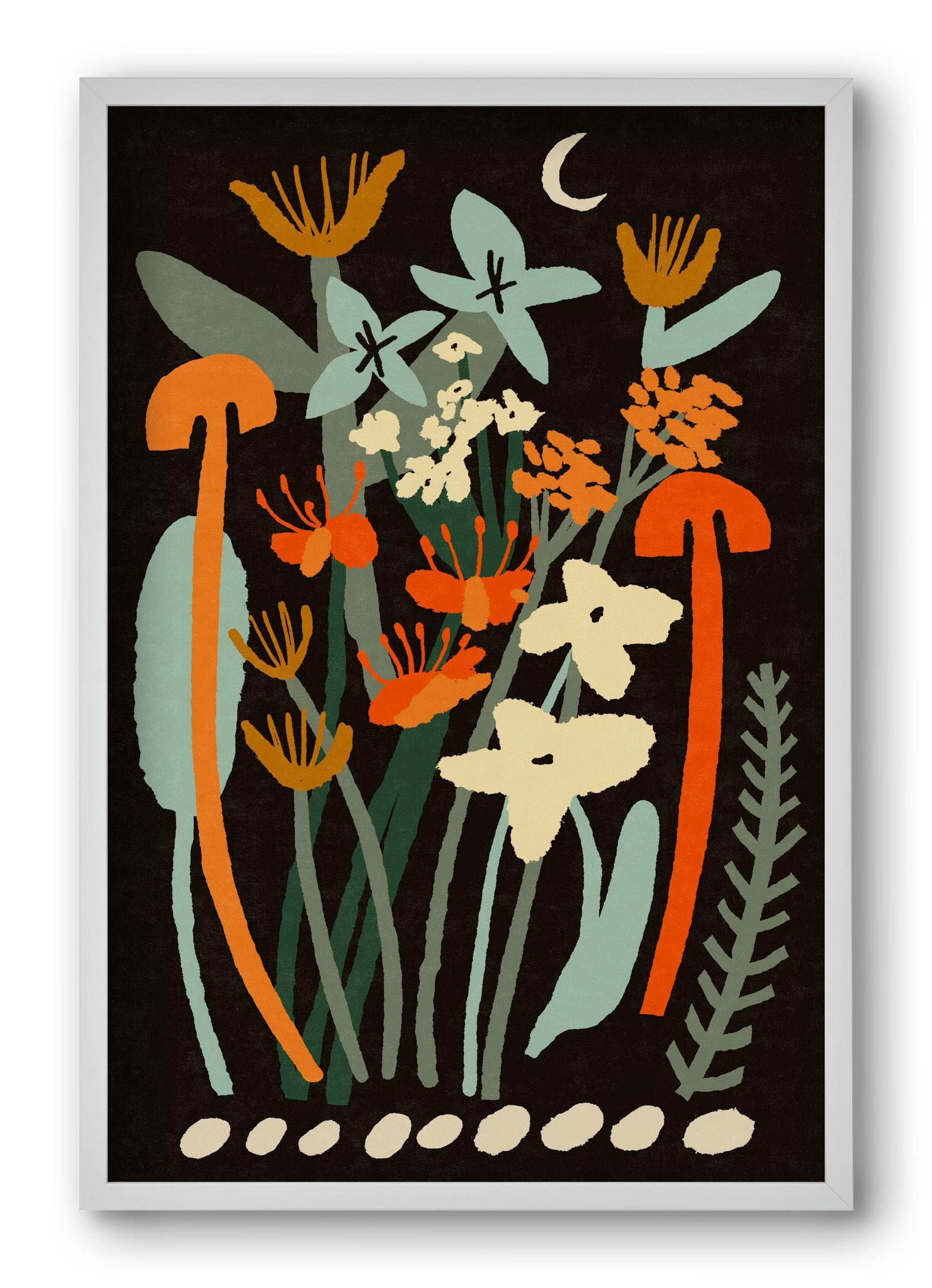 Late night flowers, 40x60 cm (40x60 cm), Fehér keret