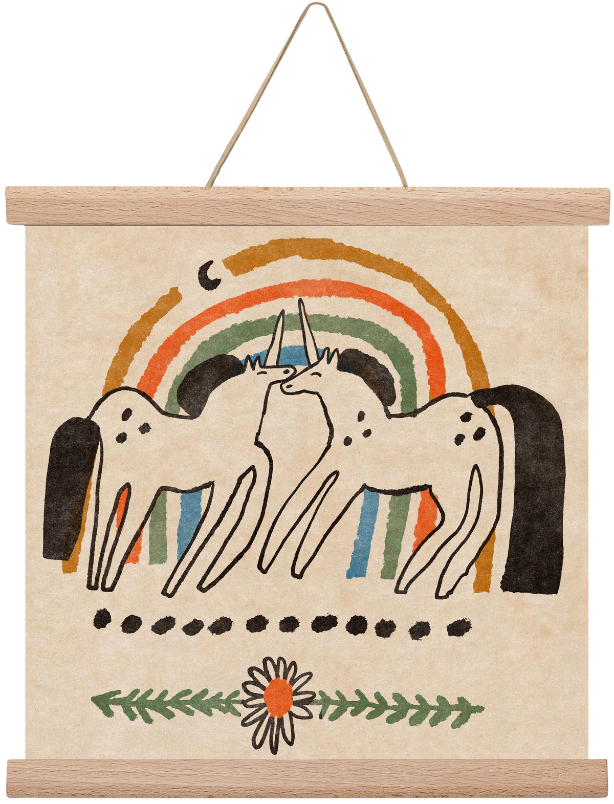 Unicorn love, 30x30 cm (30x30 cm), Tölgy akasztó