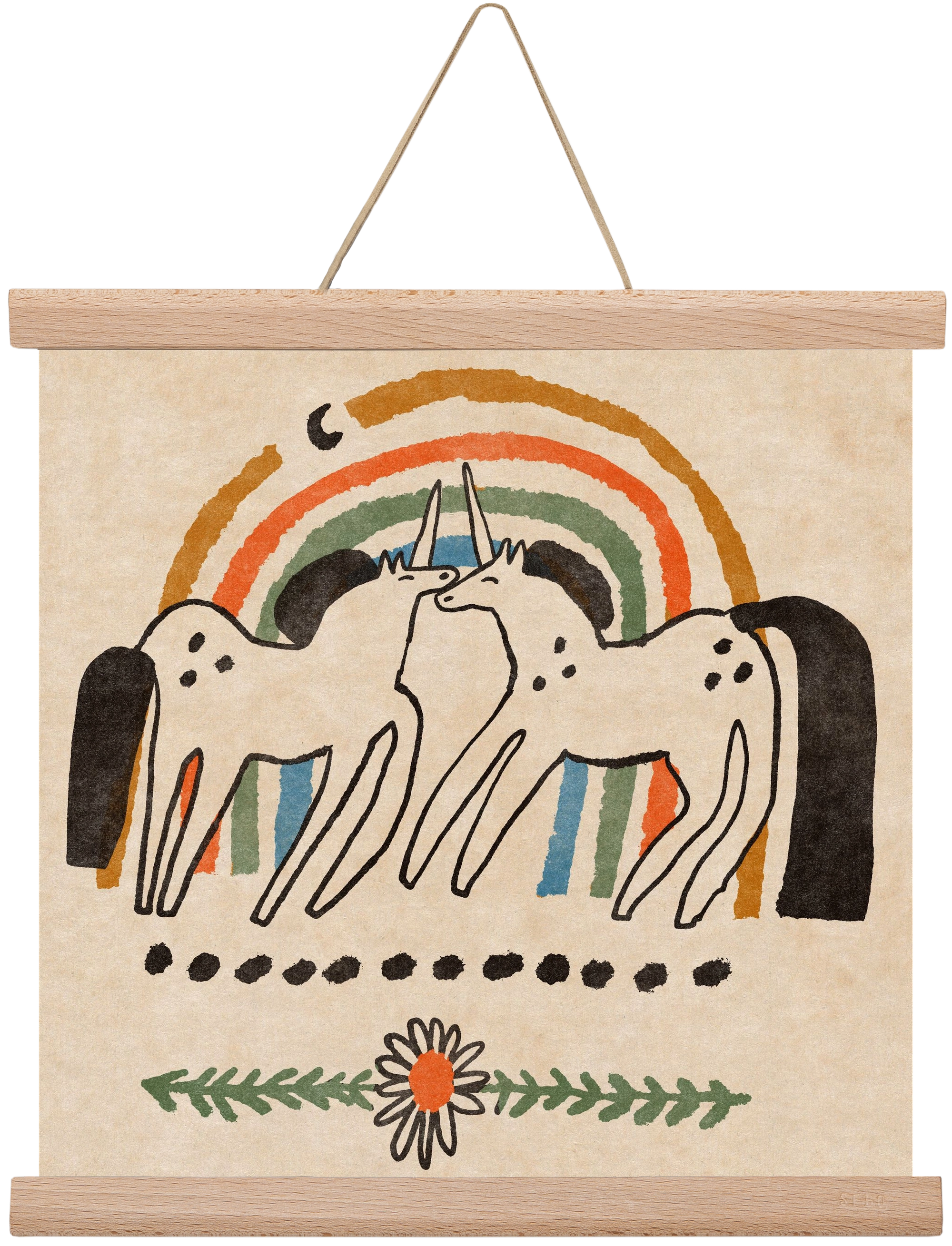 Unicorn love, 30x30 cm (30x30 cm), Tölgy akasztó