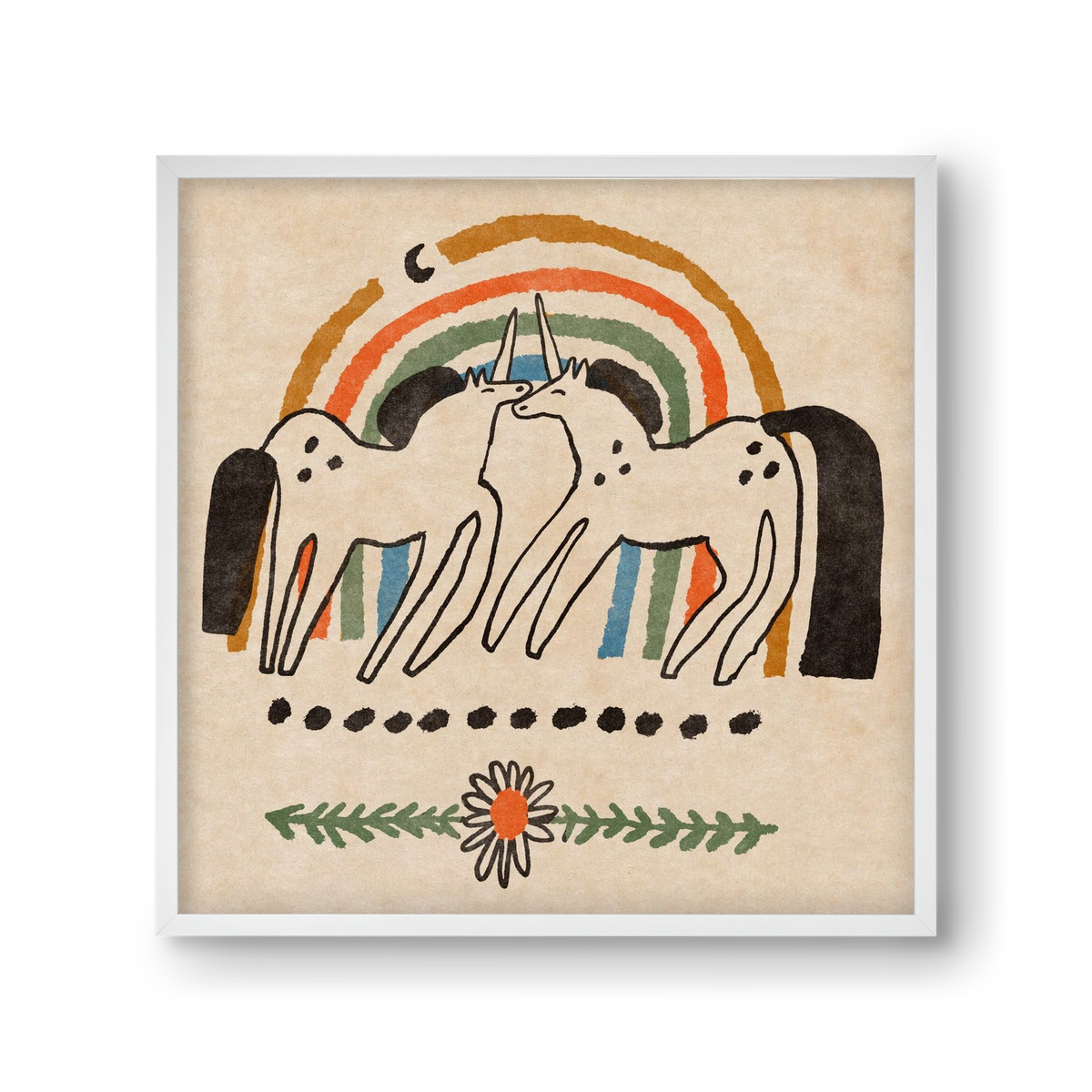 Unicorn love, 30x30 cm (30x30 cm), Fehér keret