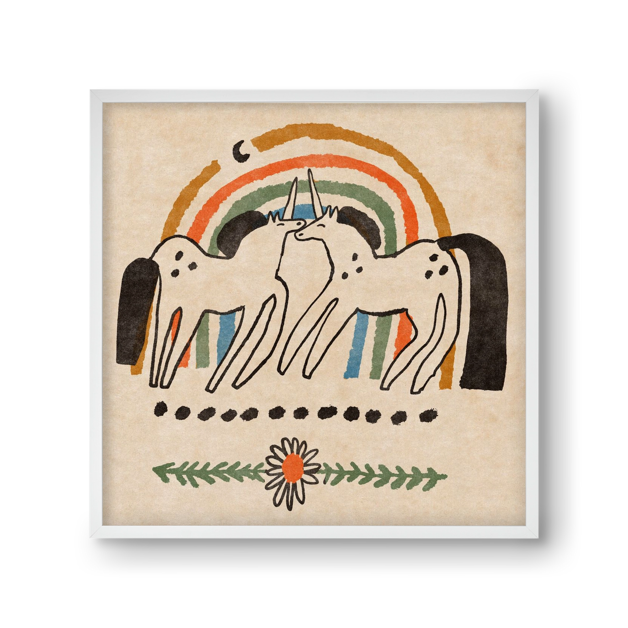 Unicorn love, 30x30 cm (30x30 cm), Fehér keret