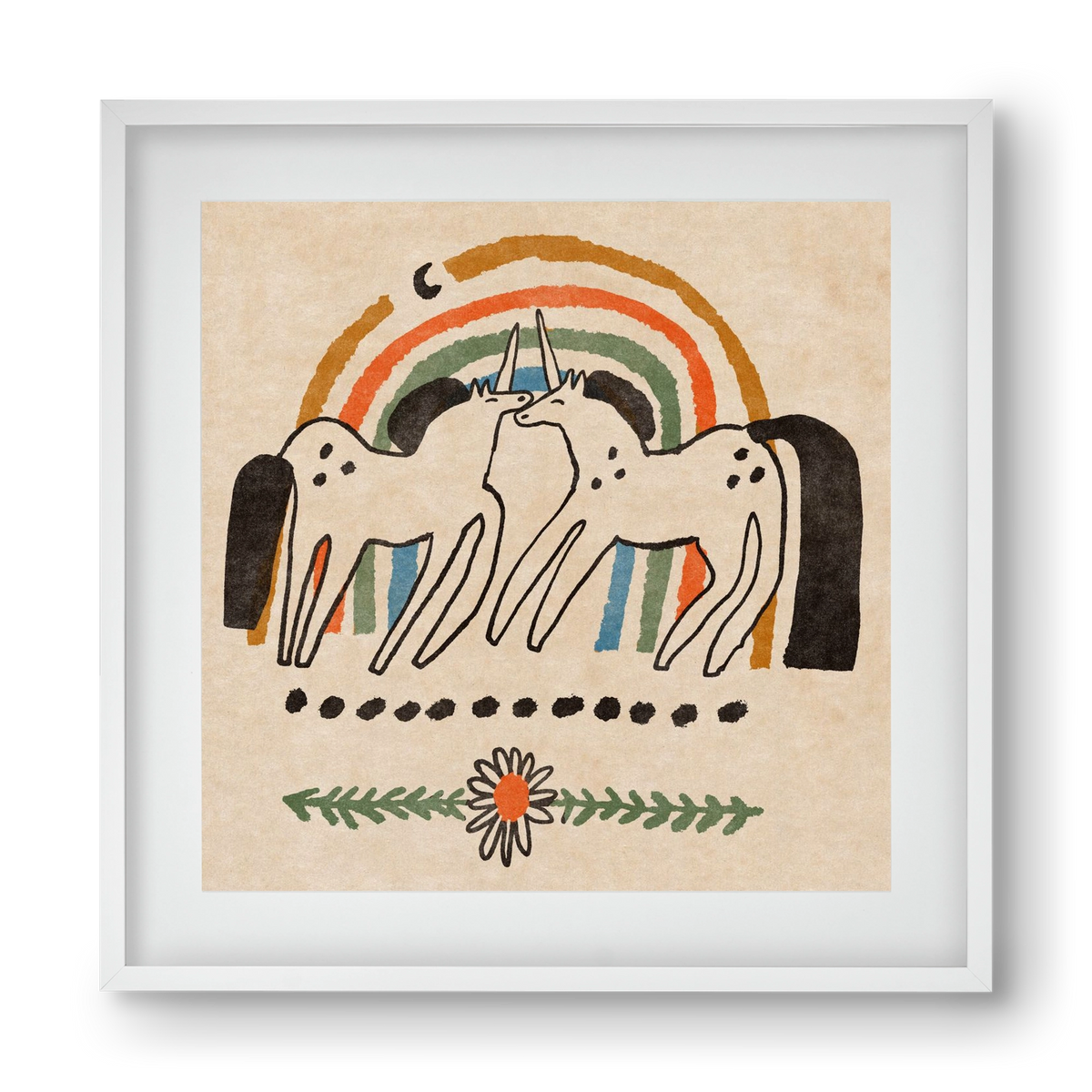 Unicorn love, 40x40 cm (30x30 cm), Fehér keret, paszpartuval