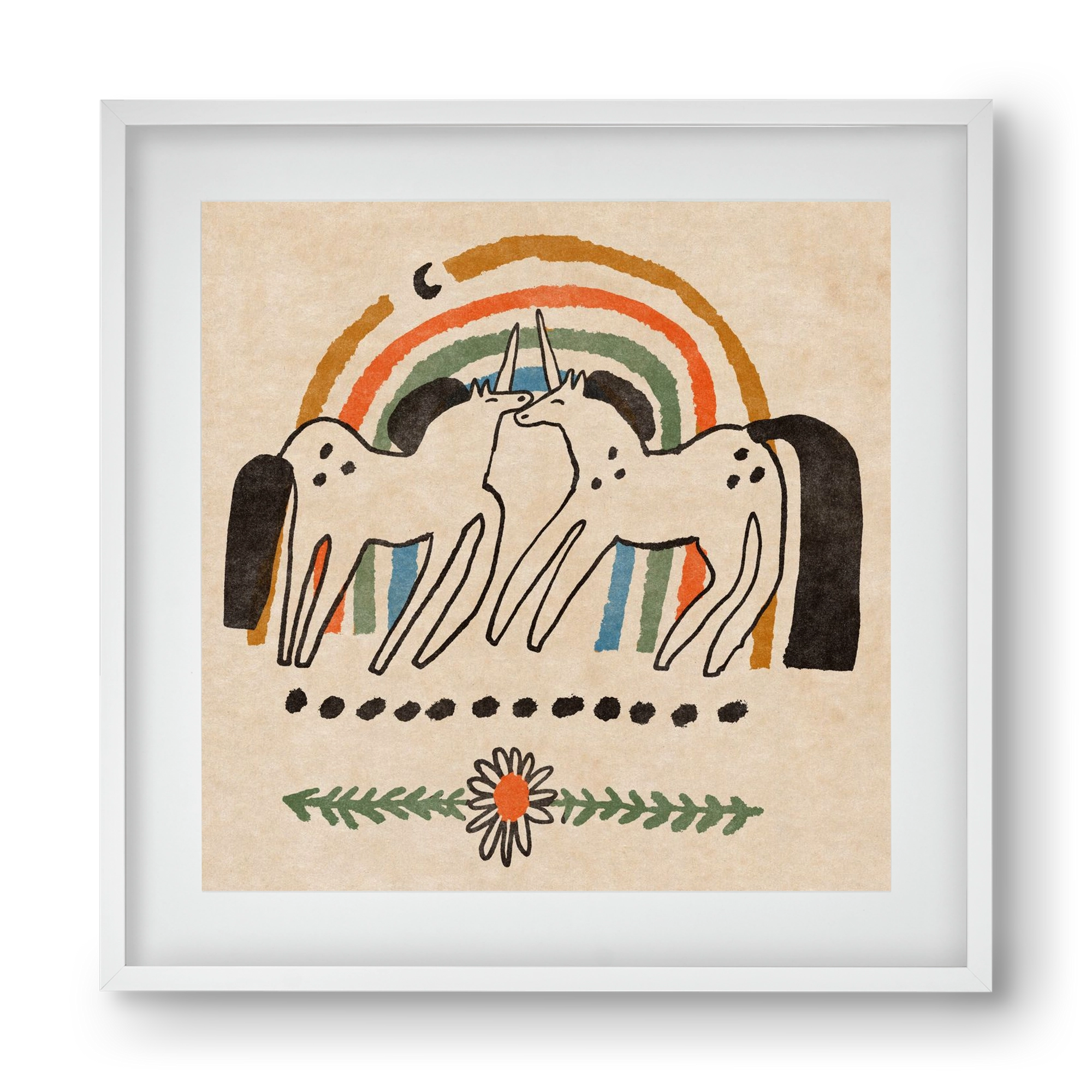 Unicorn love, 40x40 cm (30x30 cm), Fehér keret, paszpartuval