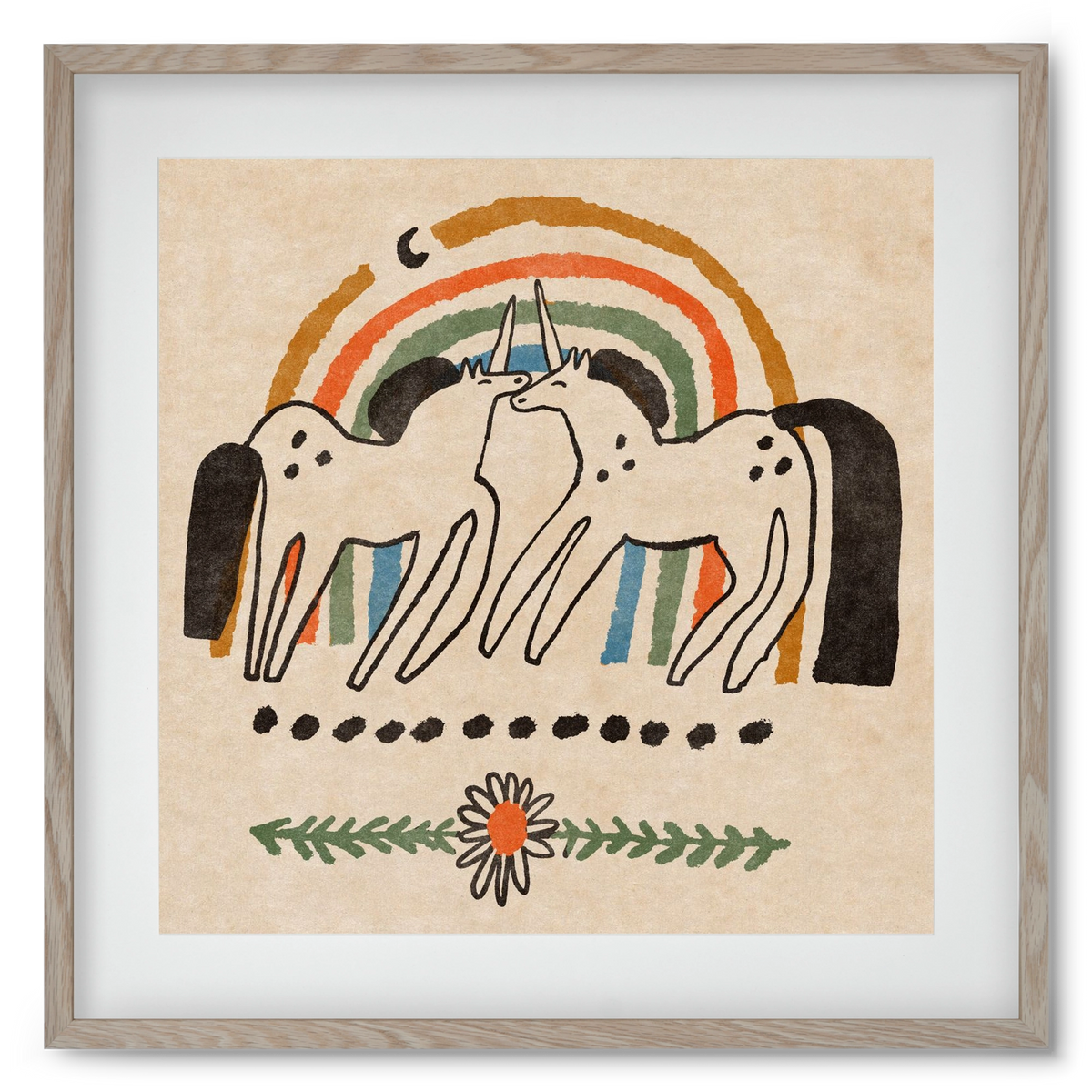 Unicorn love, 50x50 cm (40x40 cm), Tölgy keret, paszpartuval