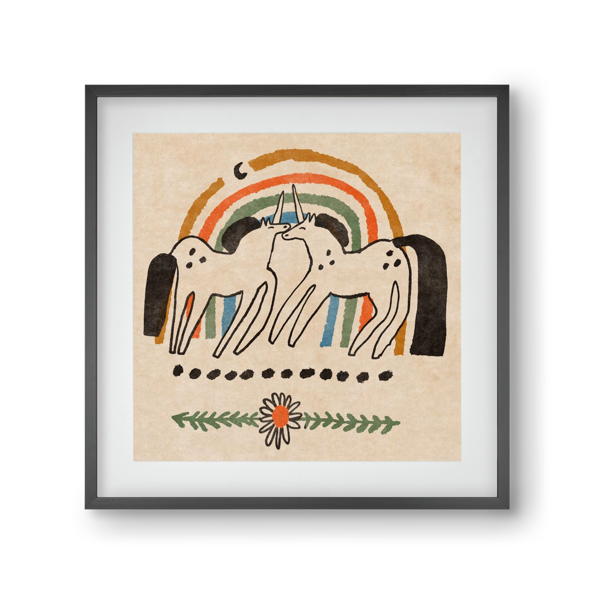 Unicorn love, 30x30 cm (20x20 cm), Fekete keret, paszpartuval