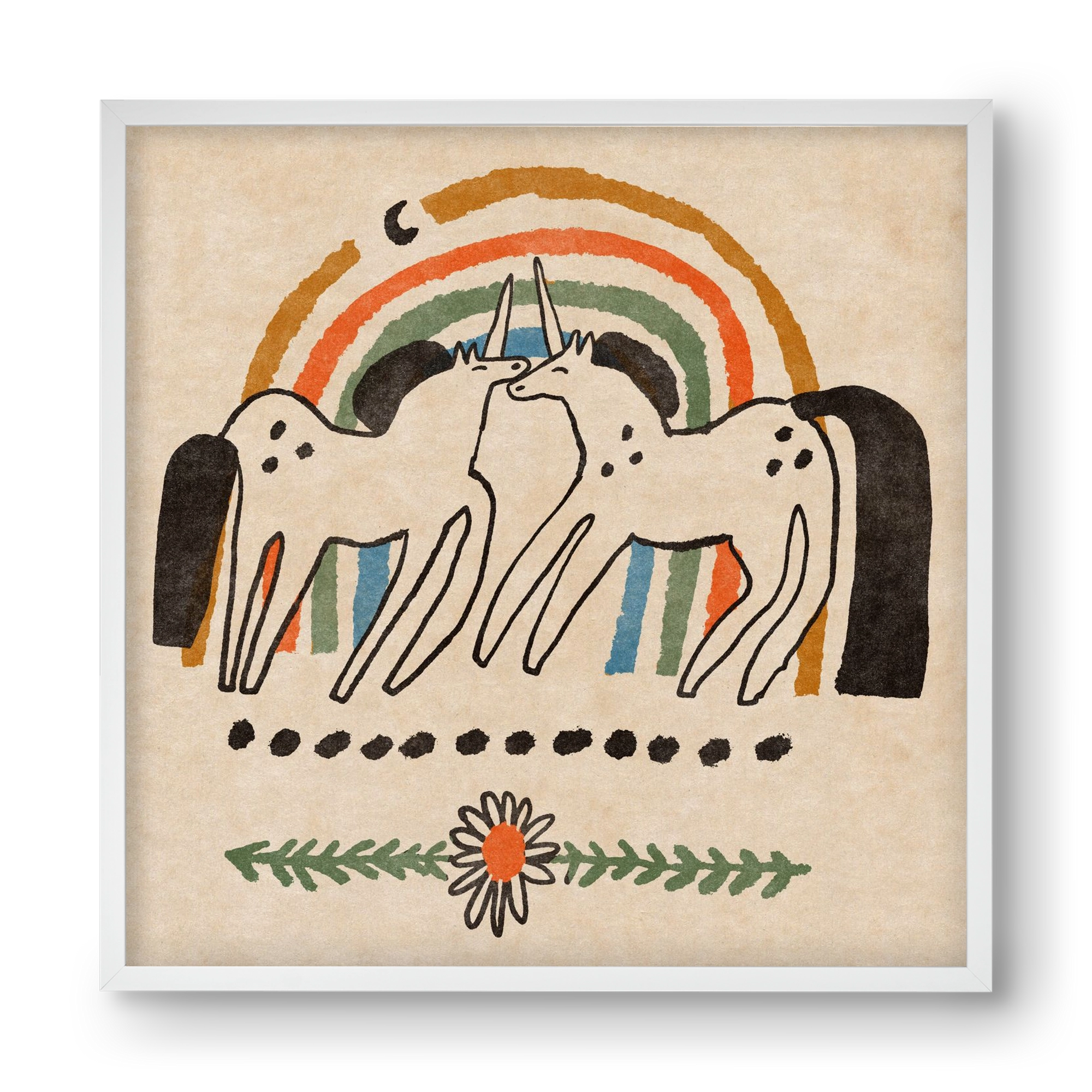 Unicorn love, 40x40 cm (40x40 cm), Fehér keret