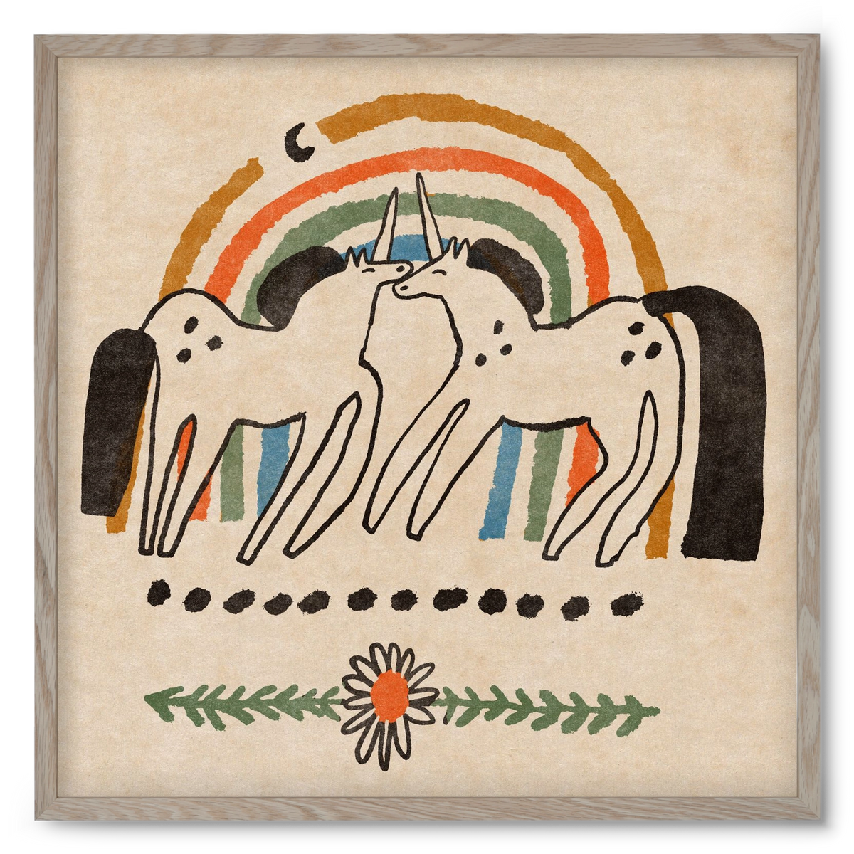 Unicorn love, 50x50 cm (50x50 cm), Tölgy keret