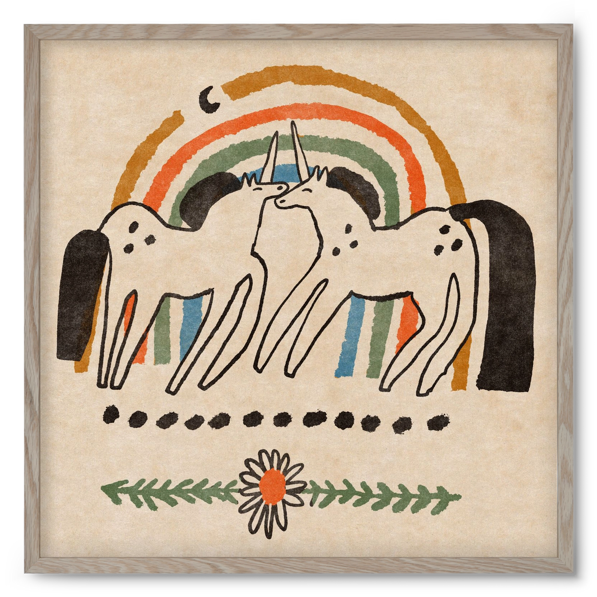 Unicorn love, 50x50 cm (50x50 cm), Tölgy keret