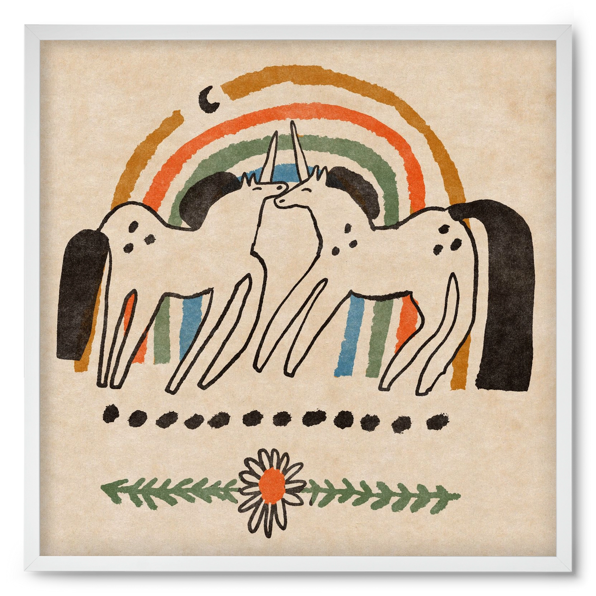 Unicorn love, 50x50 cm (50x50 cm), Fehér keret